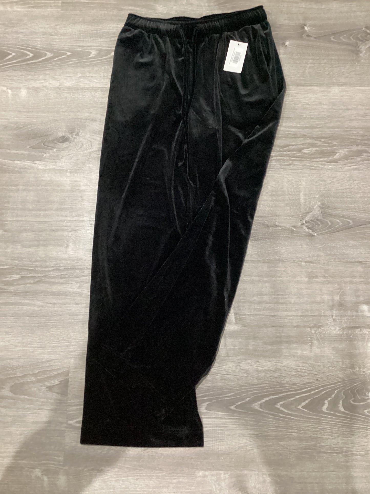 Velvet drawstring, high waist straight leg pants