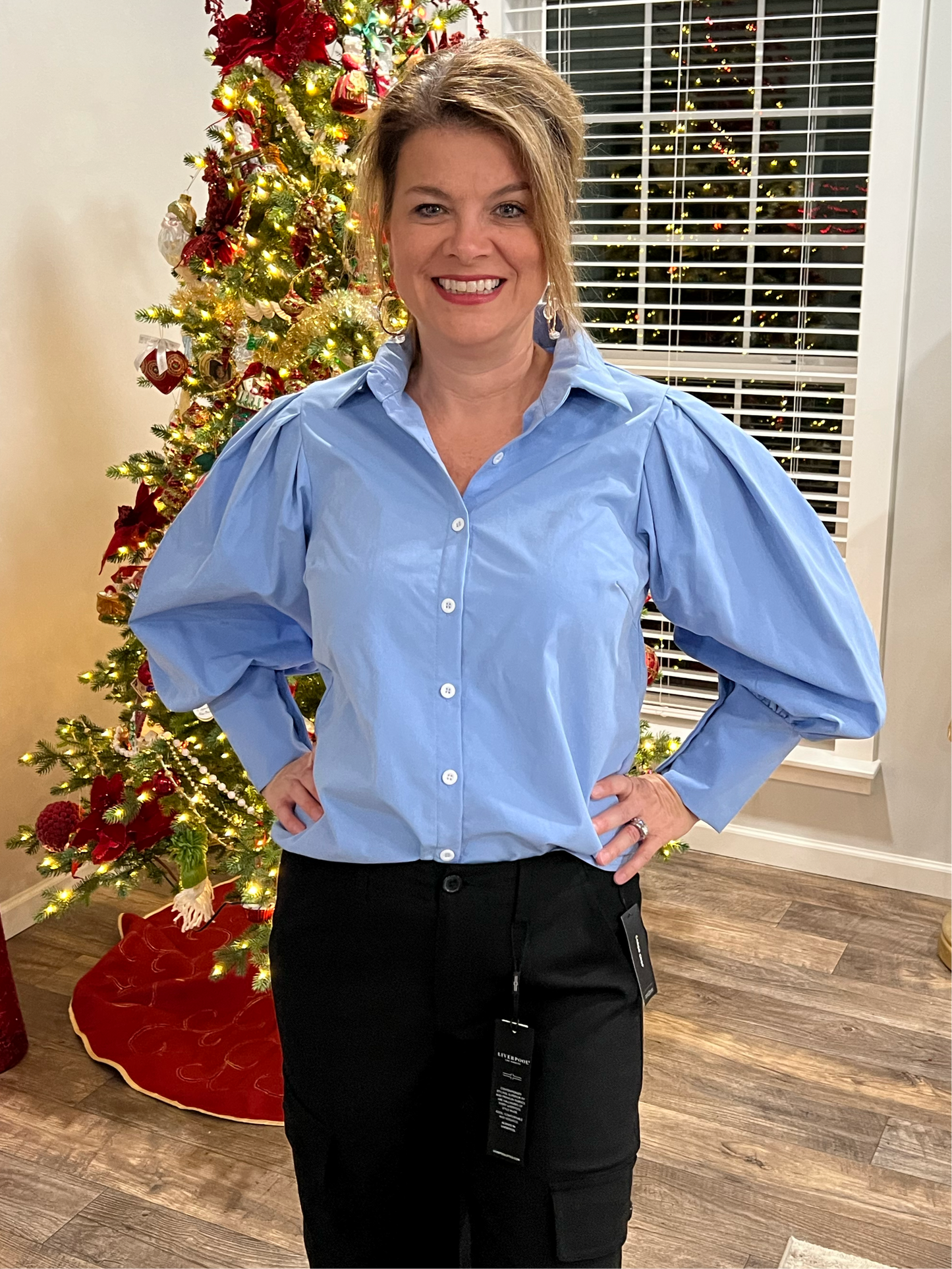 Wide sleeve button up blouse