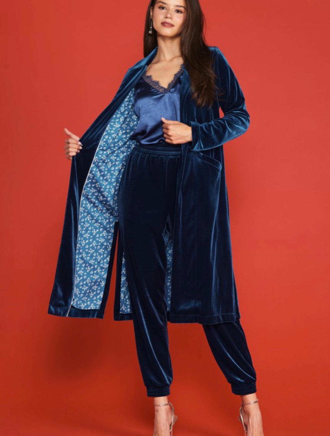 Velvet duster coat