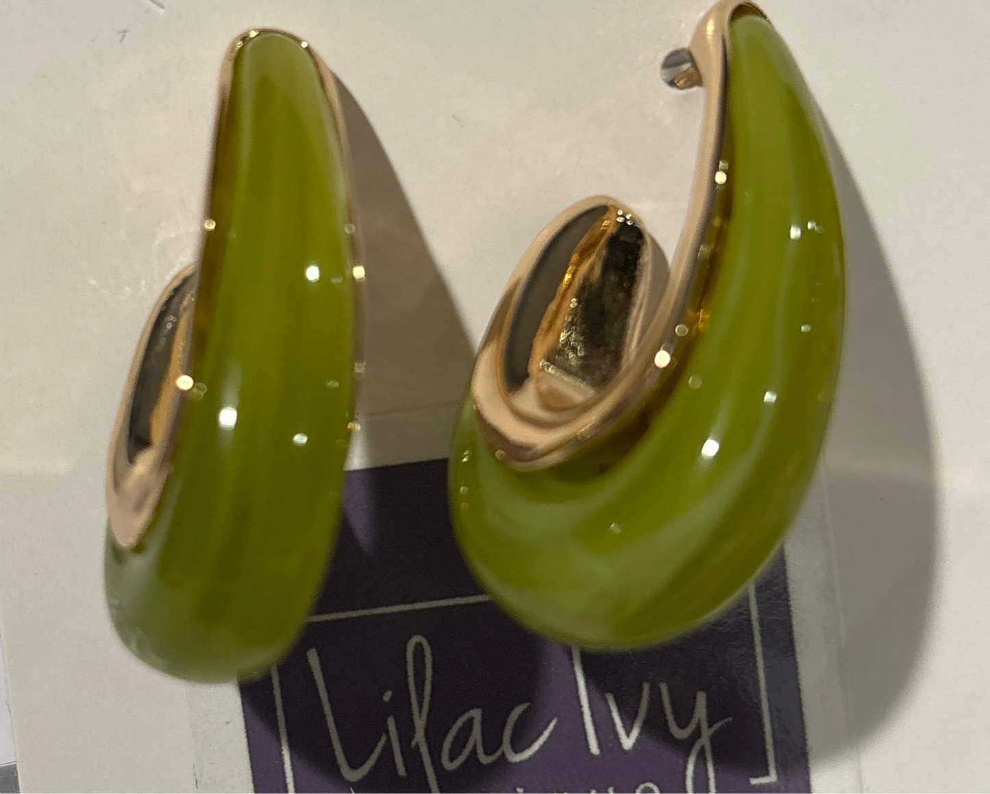 Green enamel and gold earrings