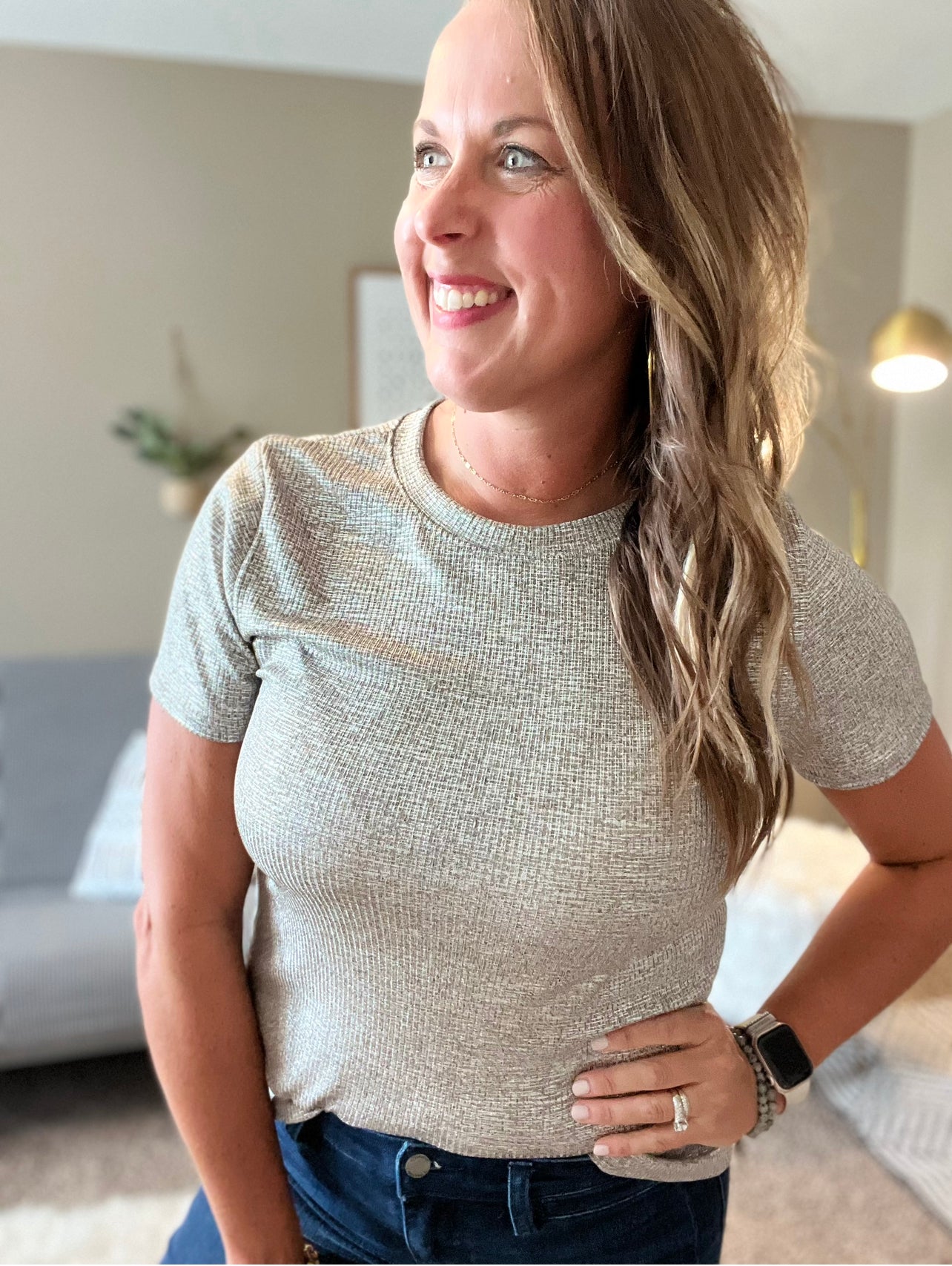 Solid short sleeve top - black or silver