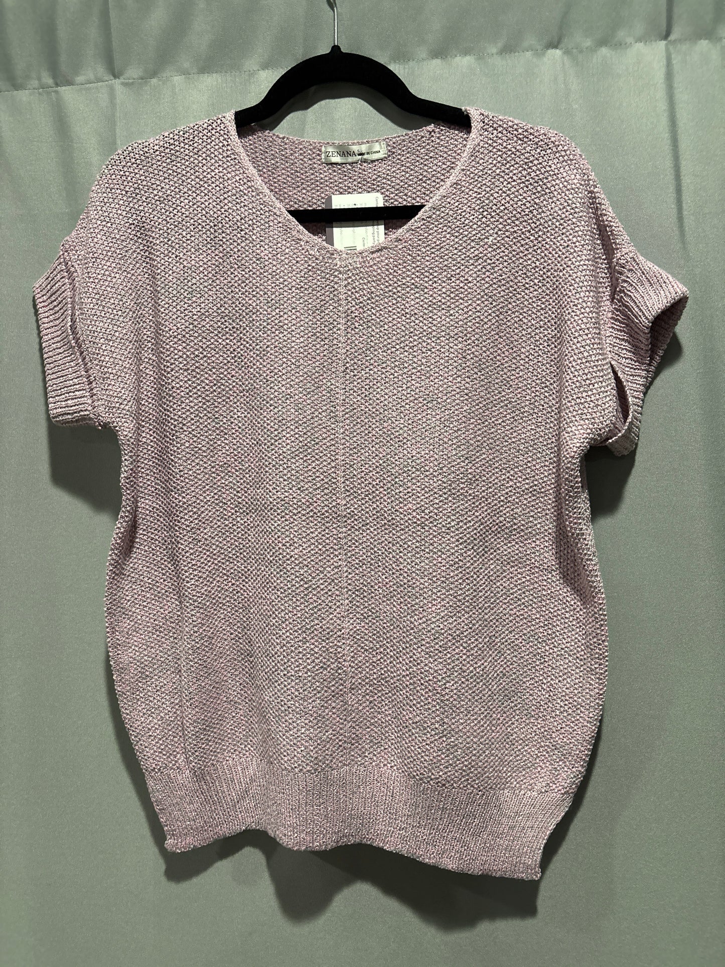 Center seam short sleeve sweater