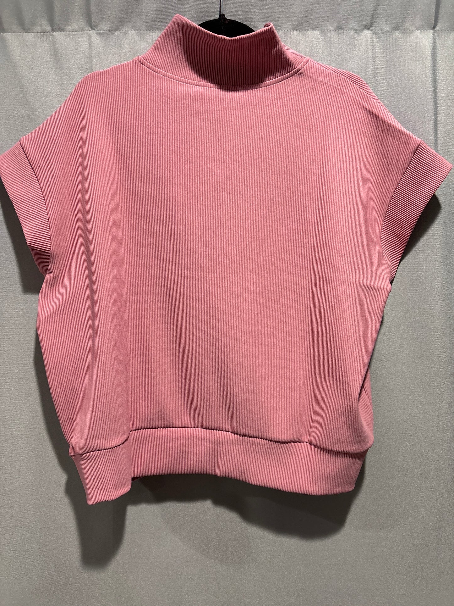 Ripped high neck, half zip top