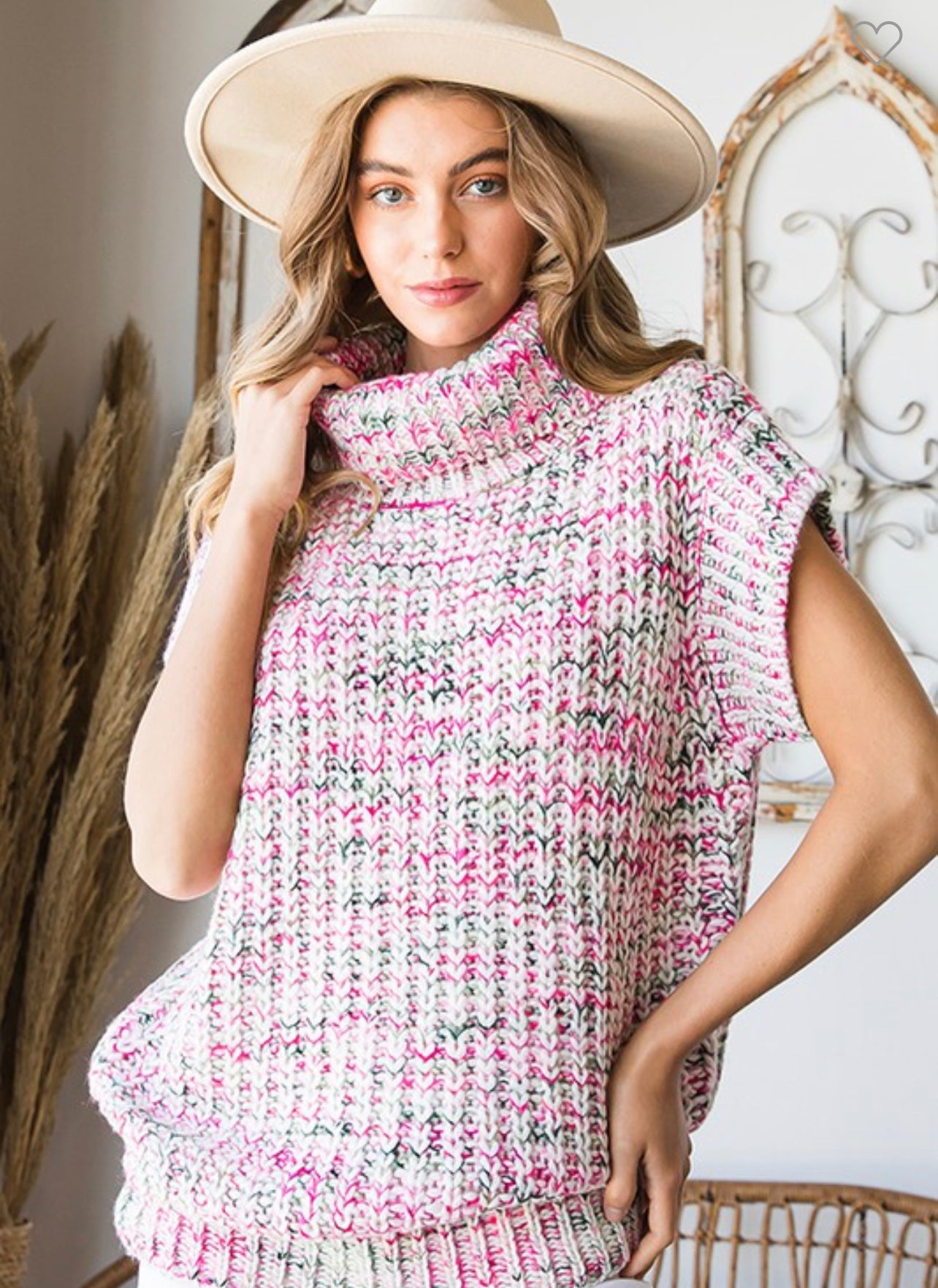 Turtle neck knit vest