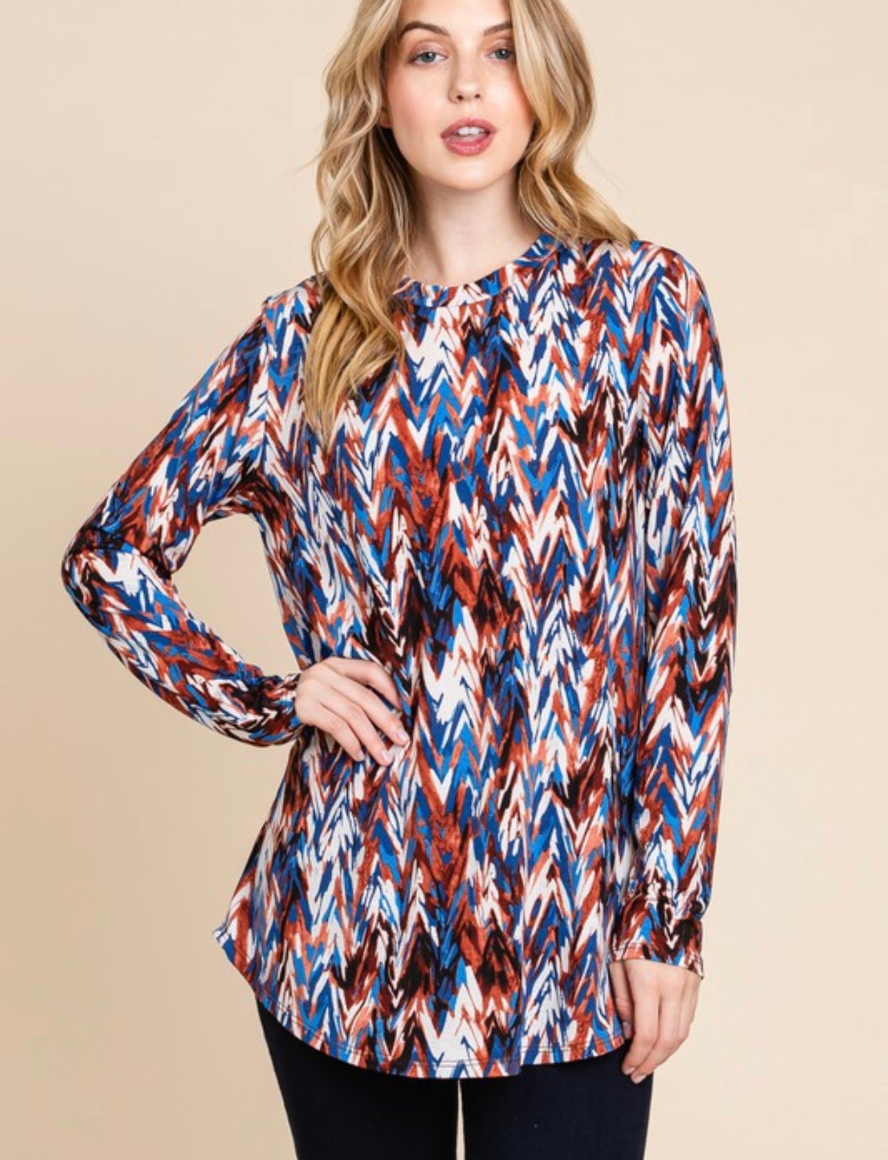 Loose long sleeve crew top