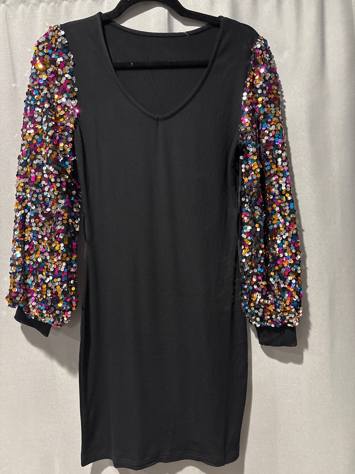 Multicolor sequin sleeve mini dress
