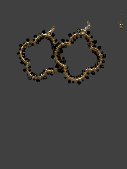 Beaded clover, dangle earrings