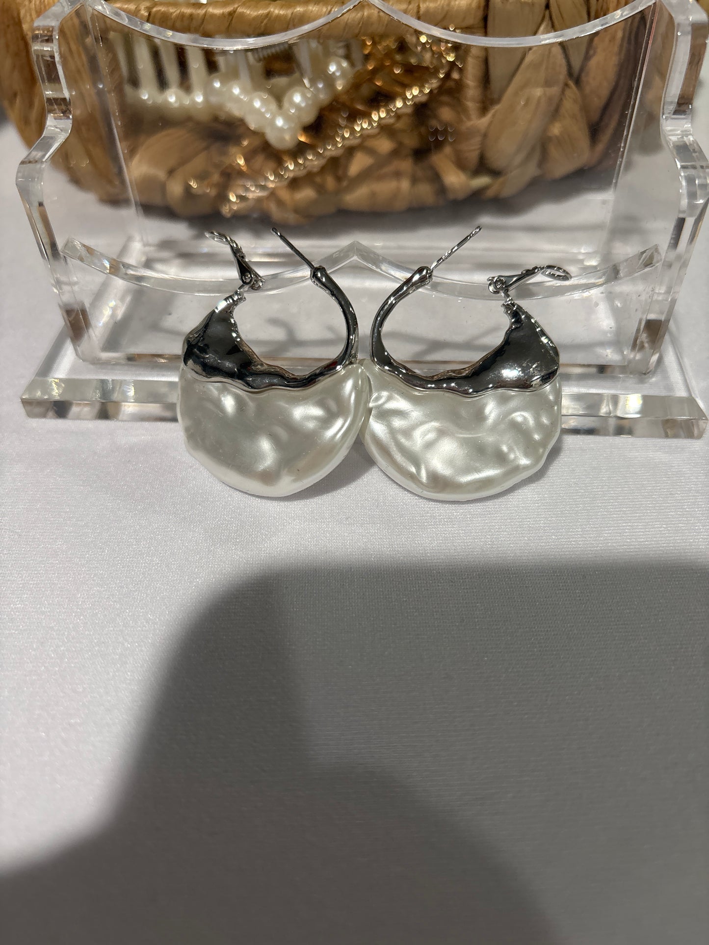 Silver mother of pearl earrings