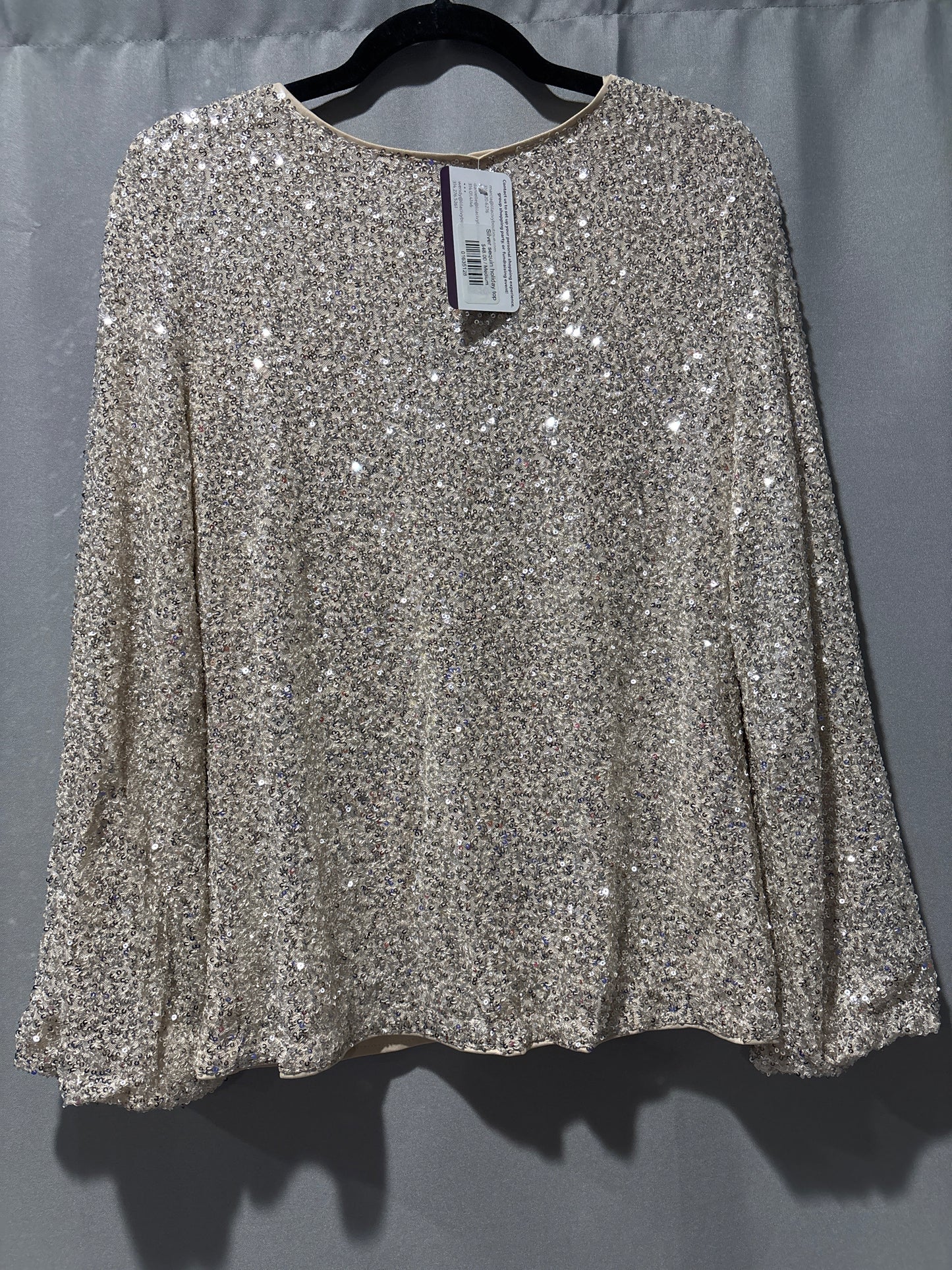 Silver sequin holiday top