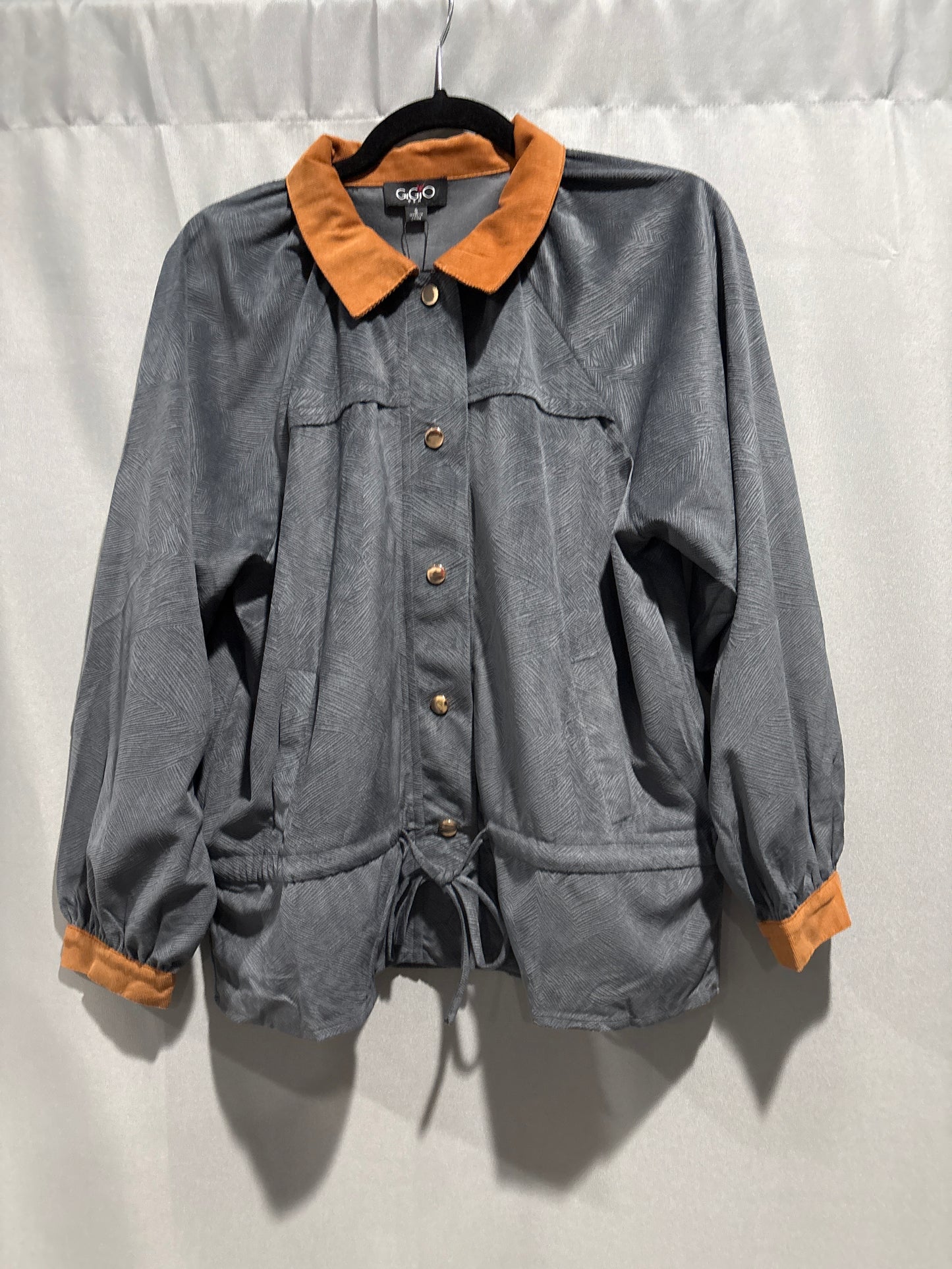Textured velveteen snap front jacket