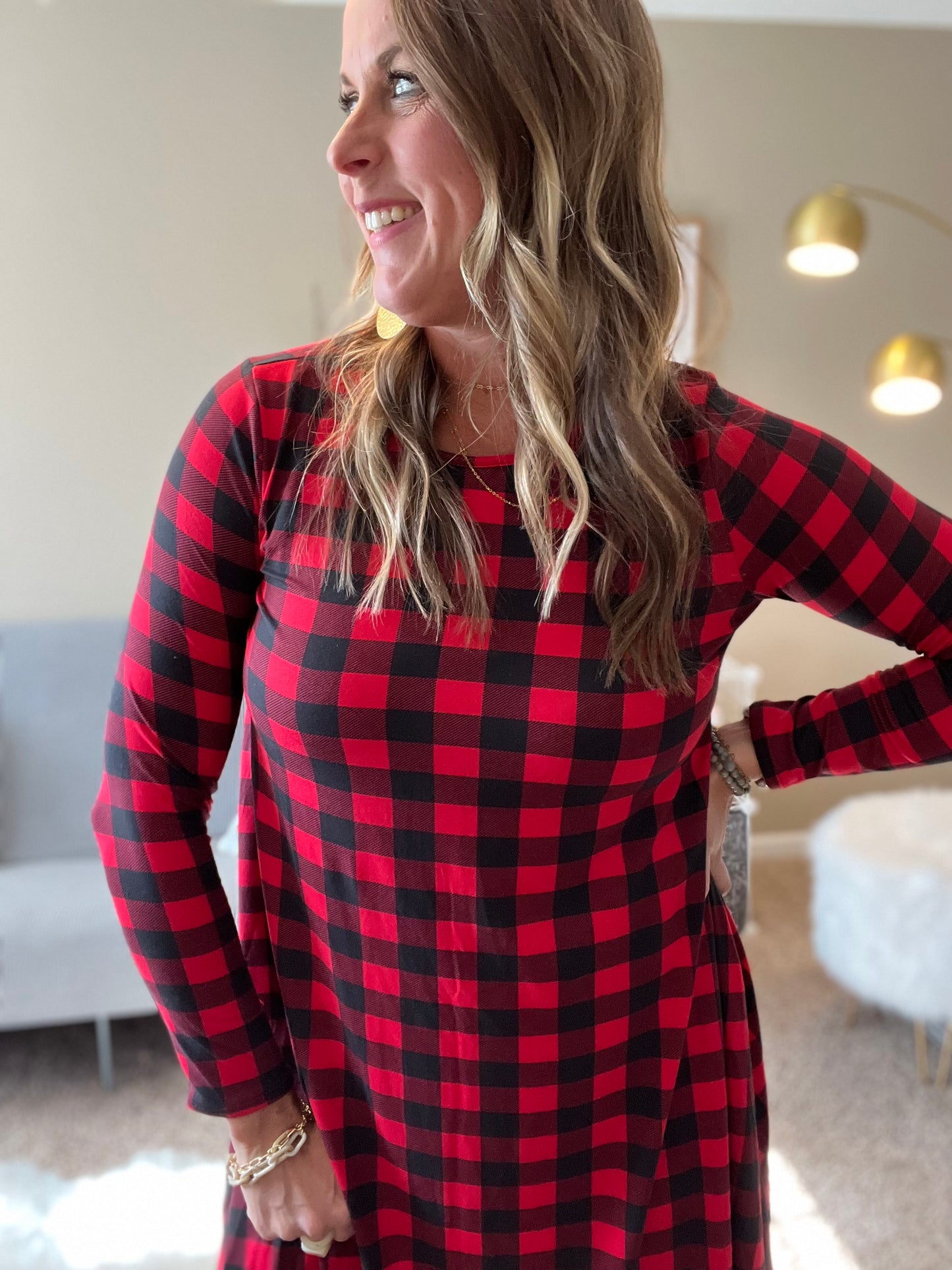Casual plaid swing dress