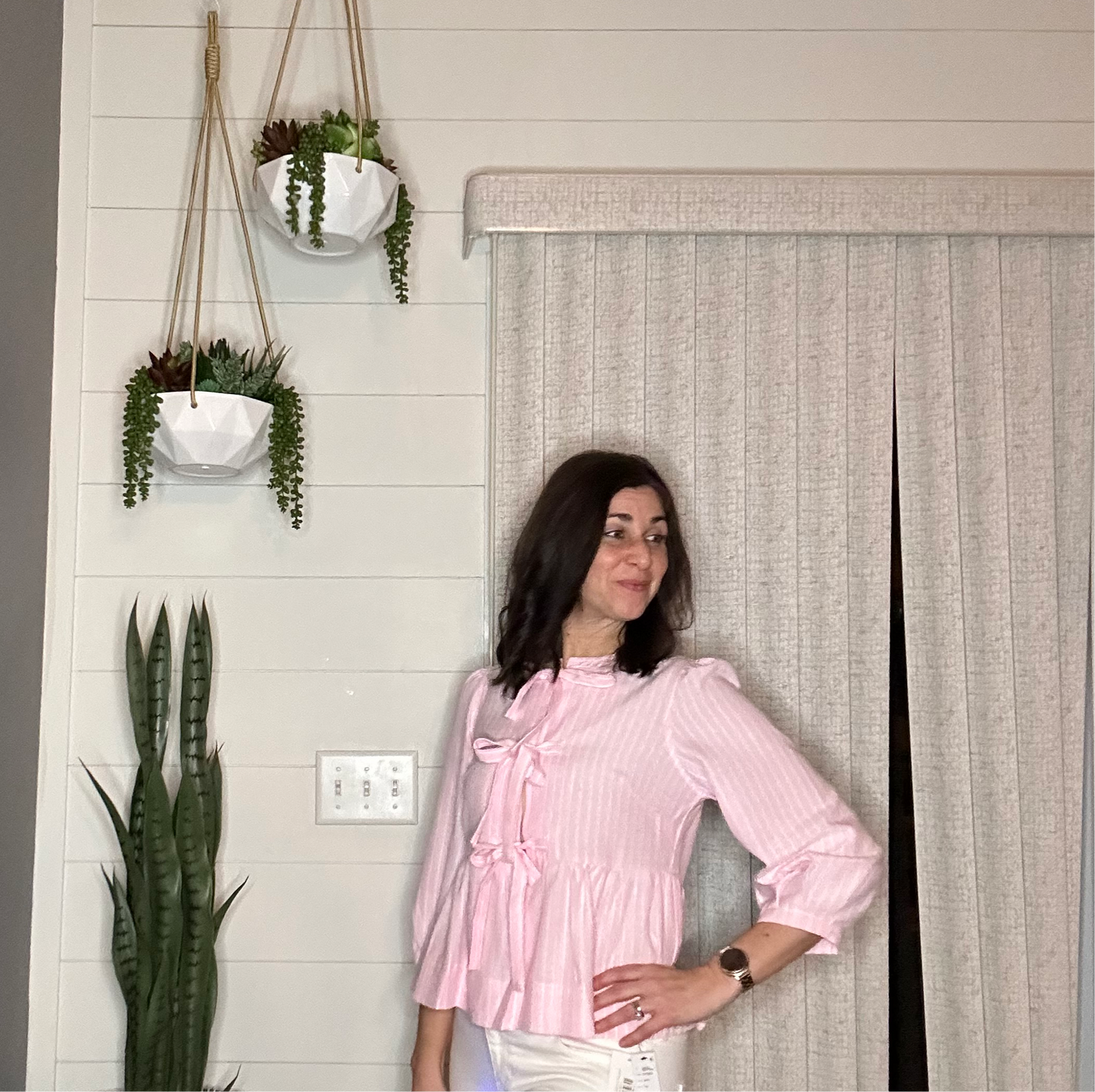 Stripe bowknot blouse