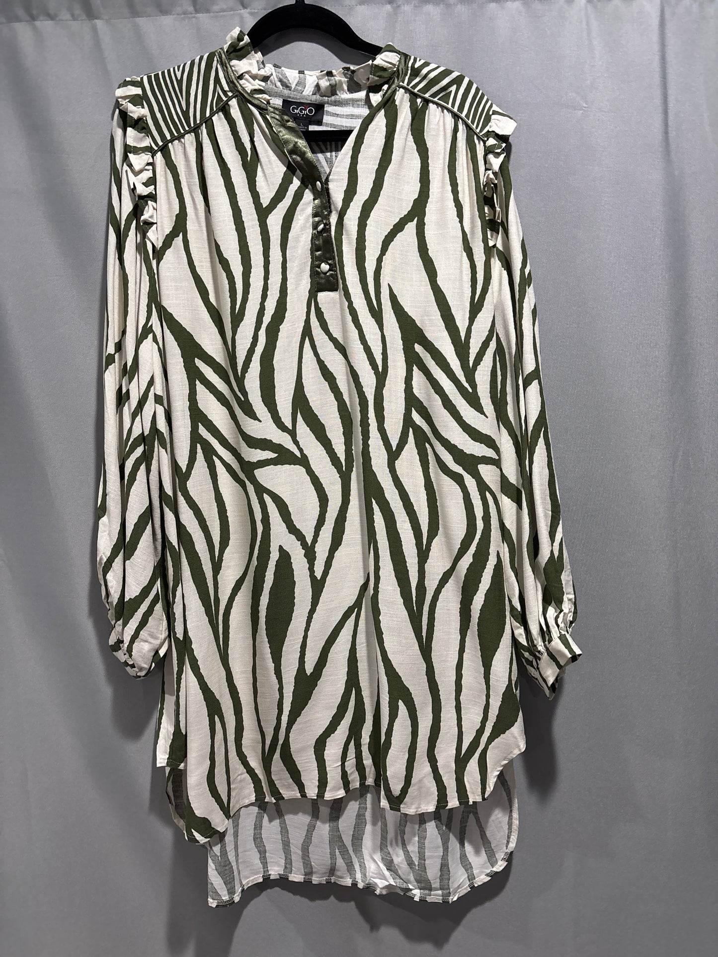 Zebra print pop over shirt dress