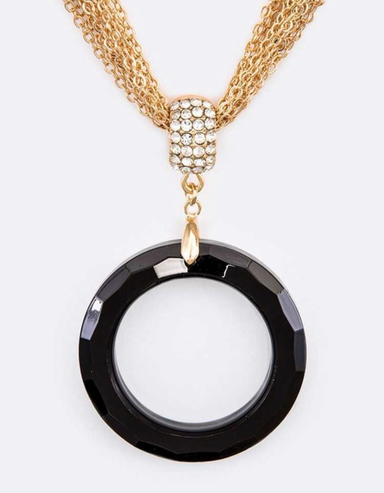 Glass ring pendant necklace set