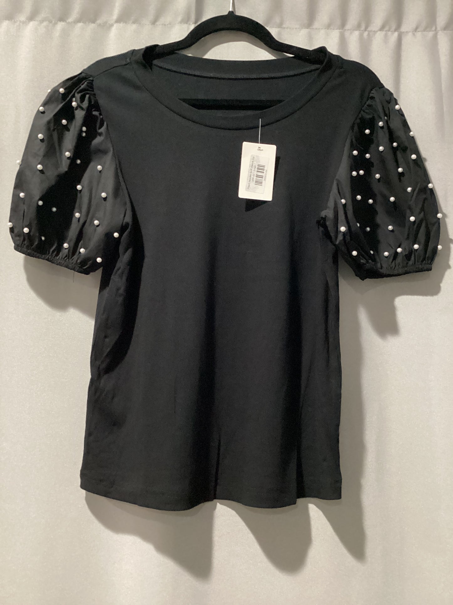 Pearl beaded puff sleeve top