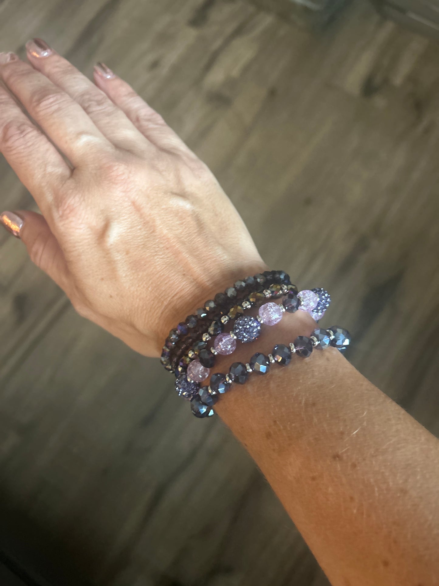 5 Piece Set Amethyst Bracelets