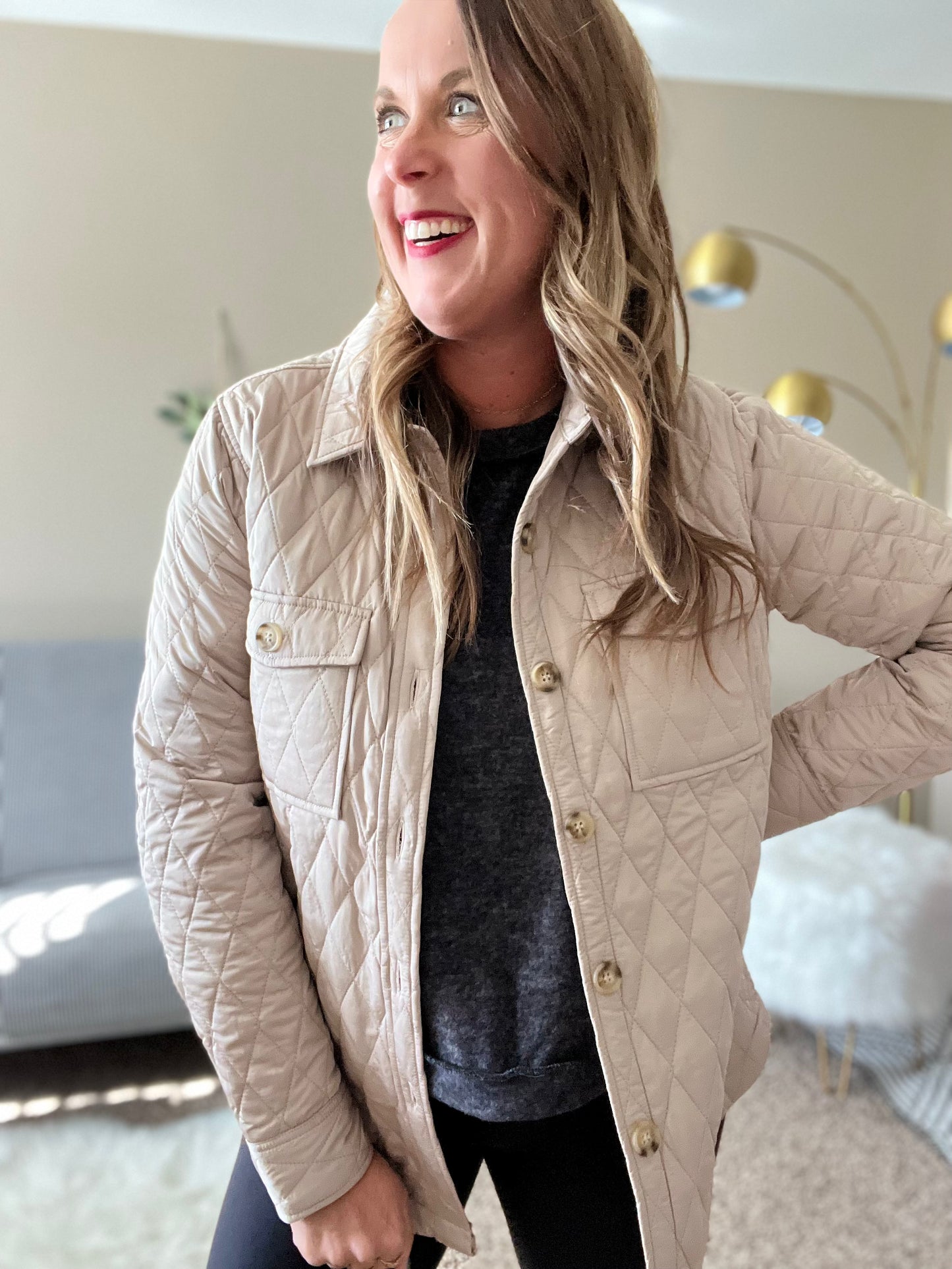 Quilted shirt jacket