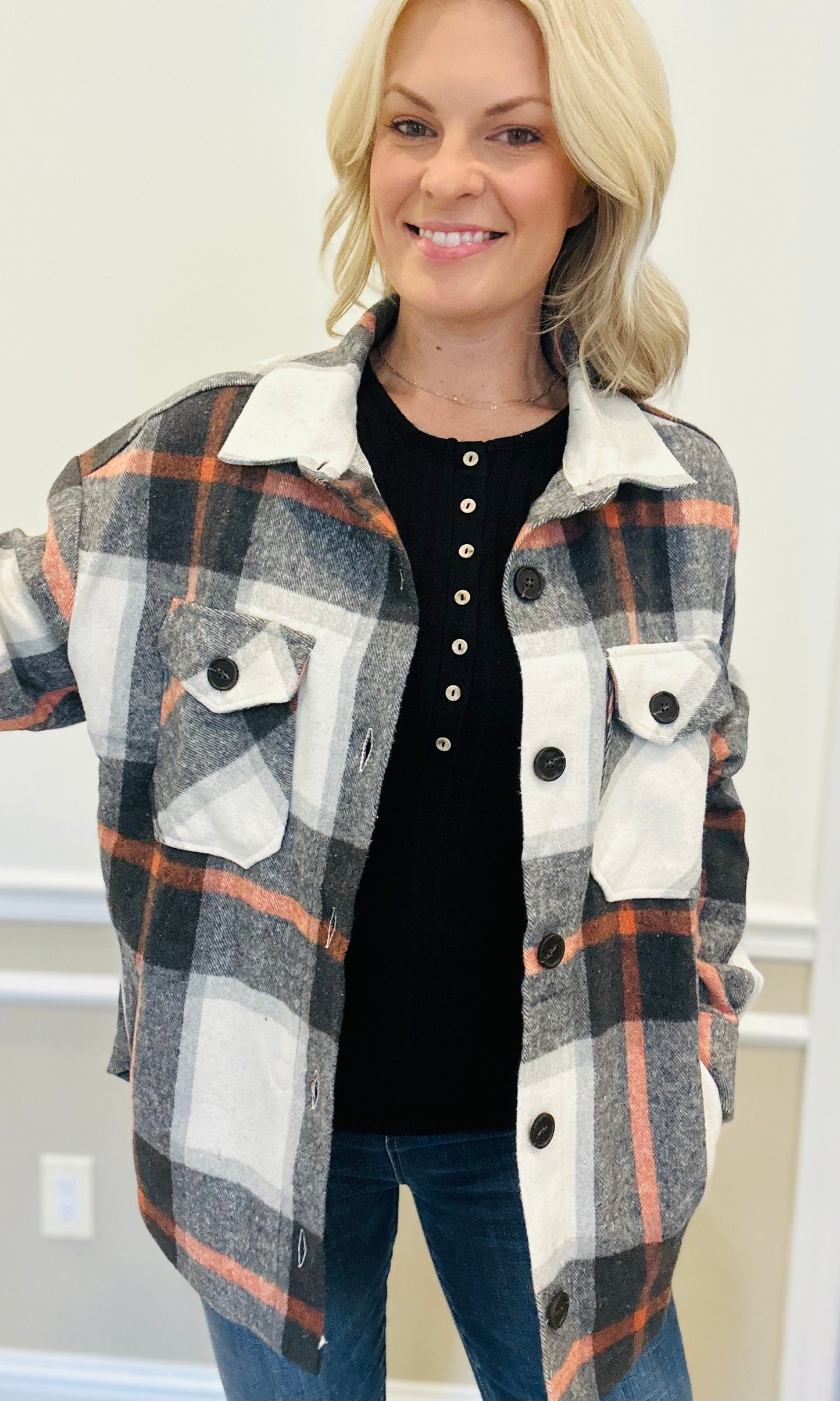 Oversized plaid shacket