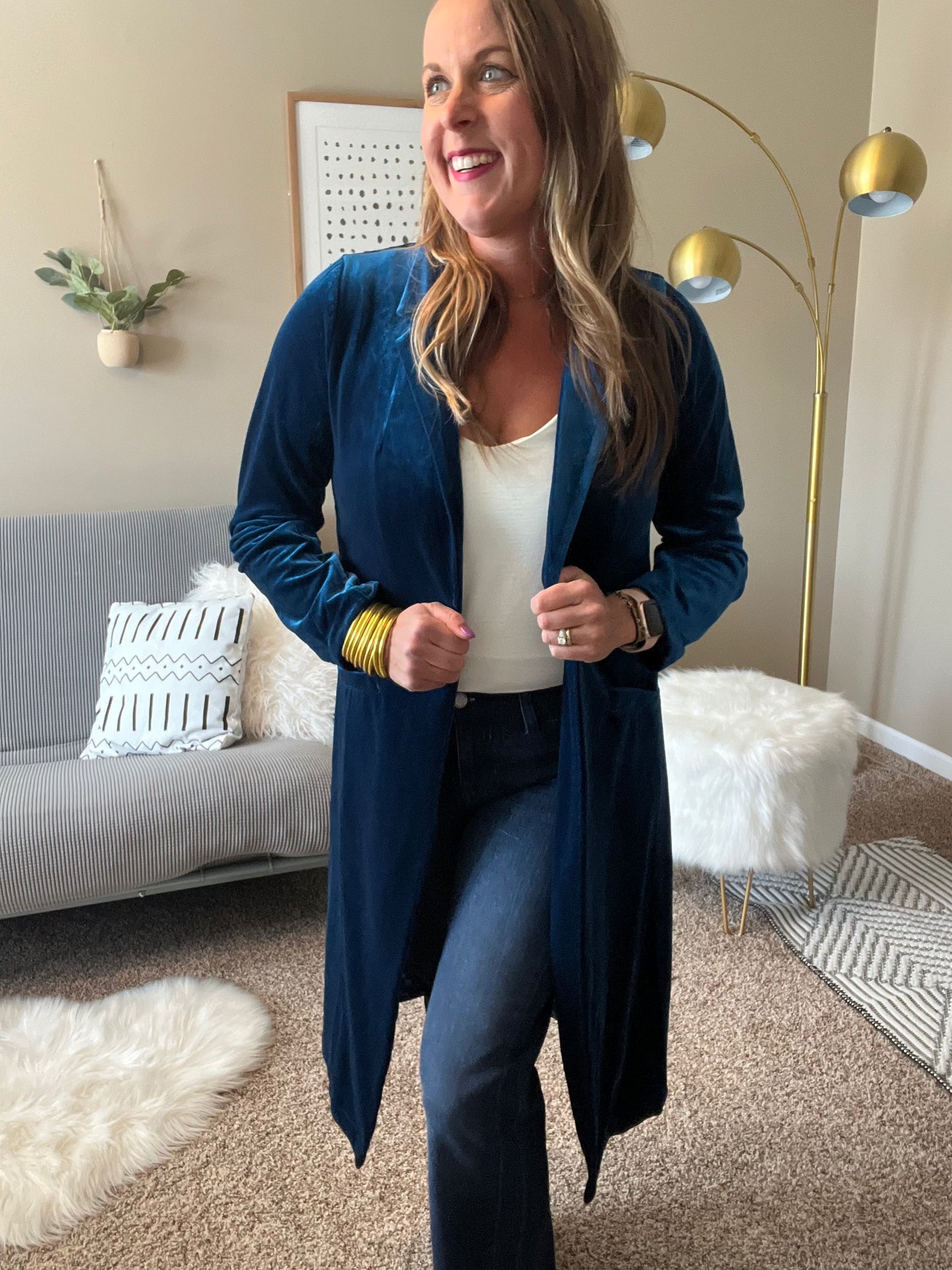 Velvet duster coat