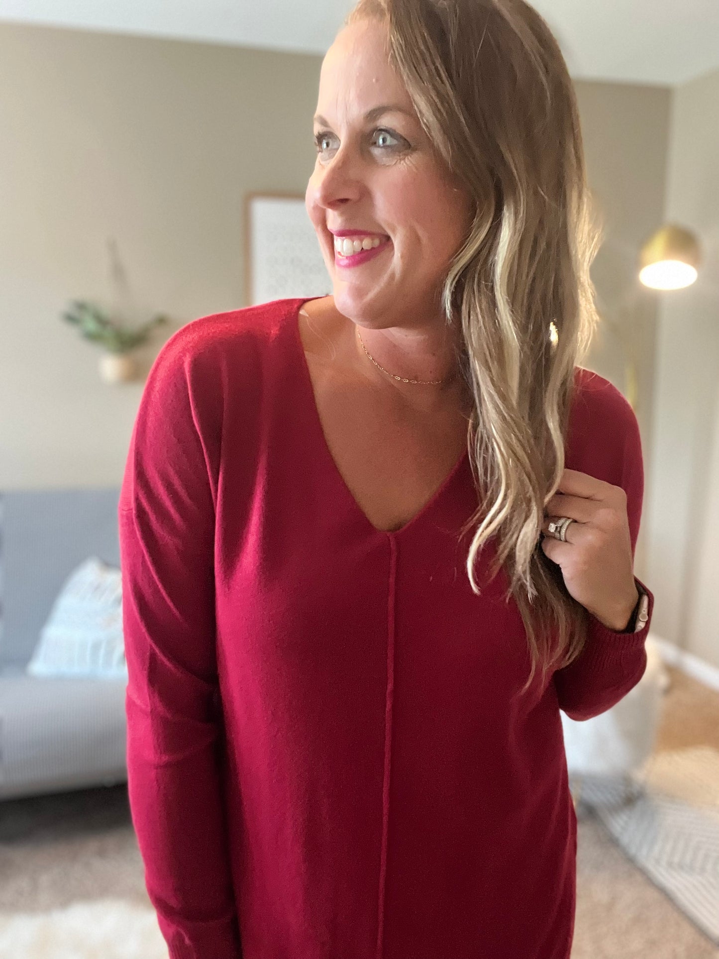 Front seam sweater