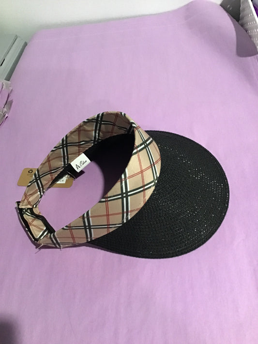 Black Burberry like straw visor