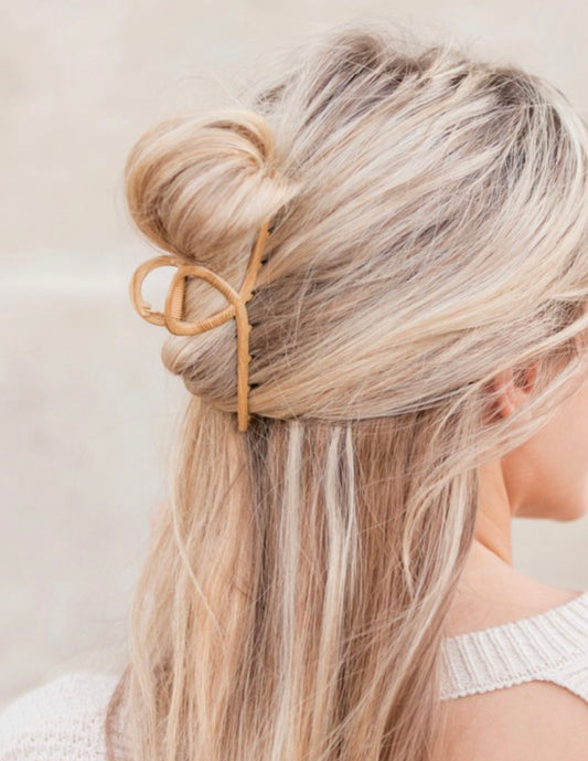 Metal wood grain hair claw clip
