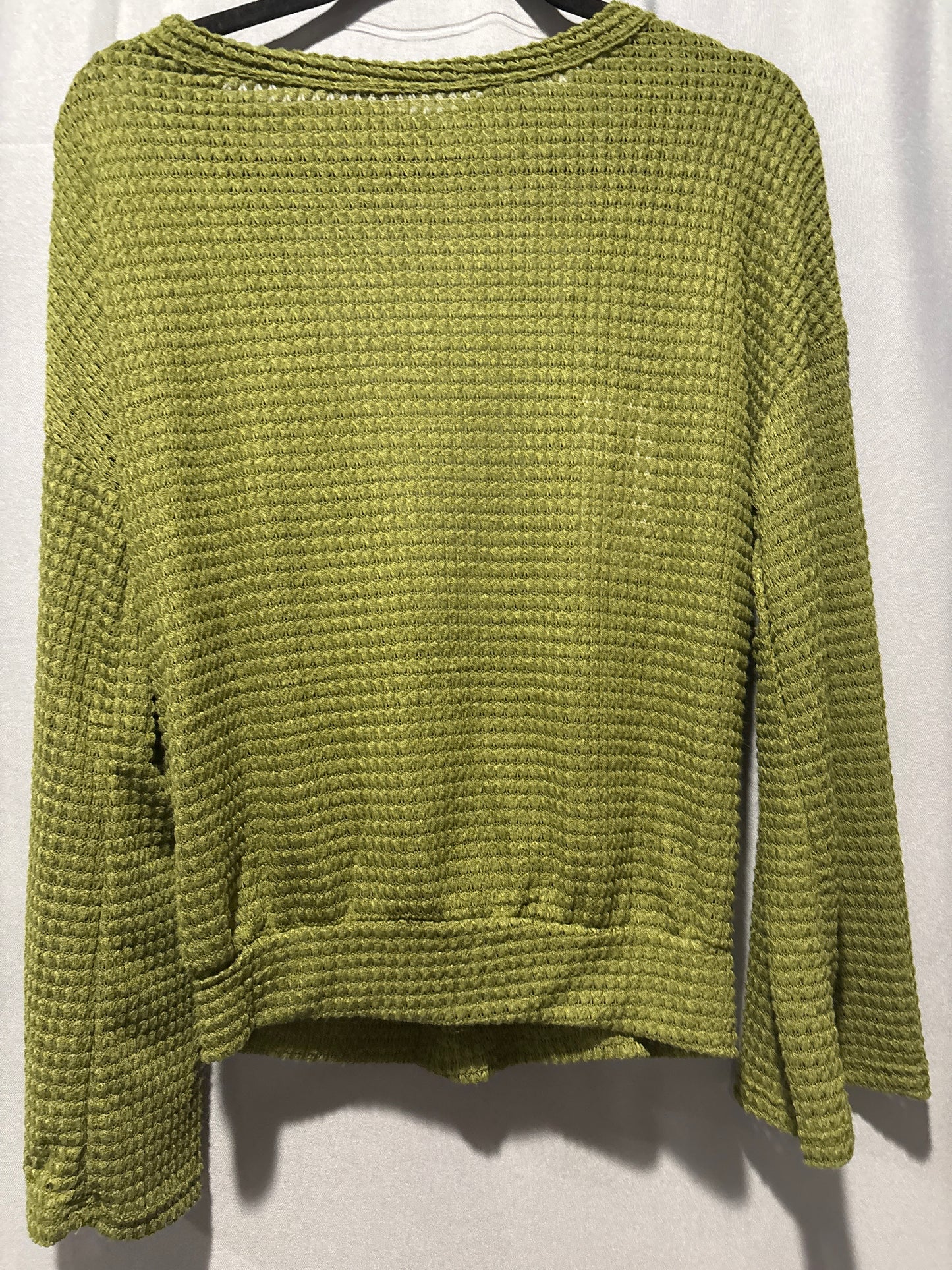 Waffle knit open back bell sleeve top