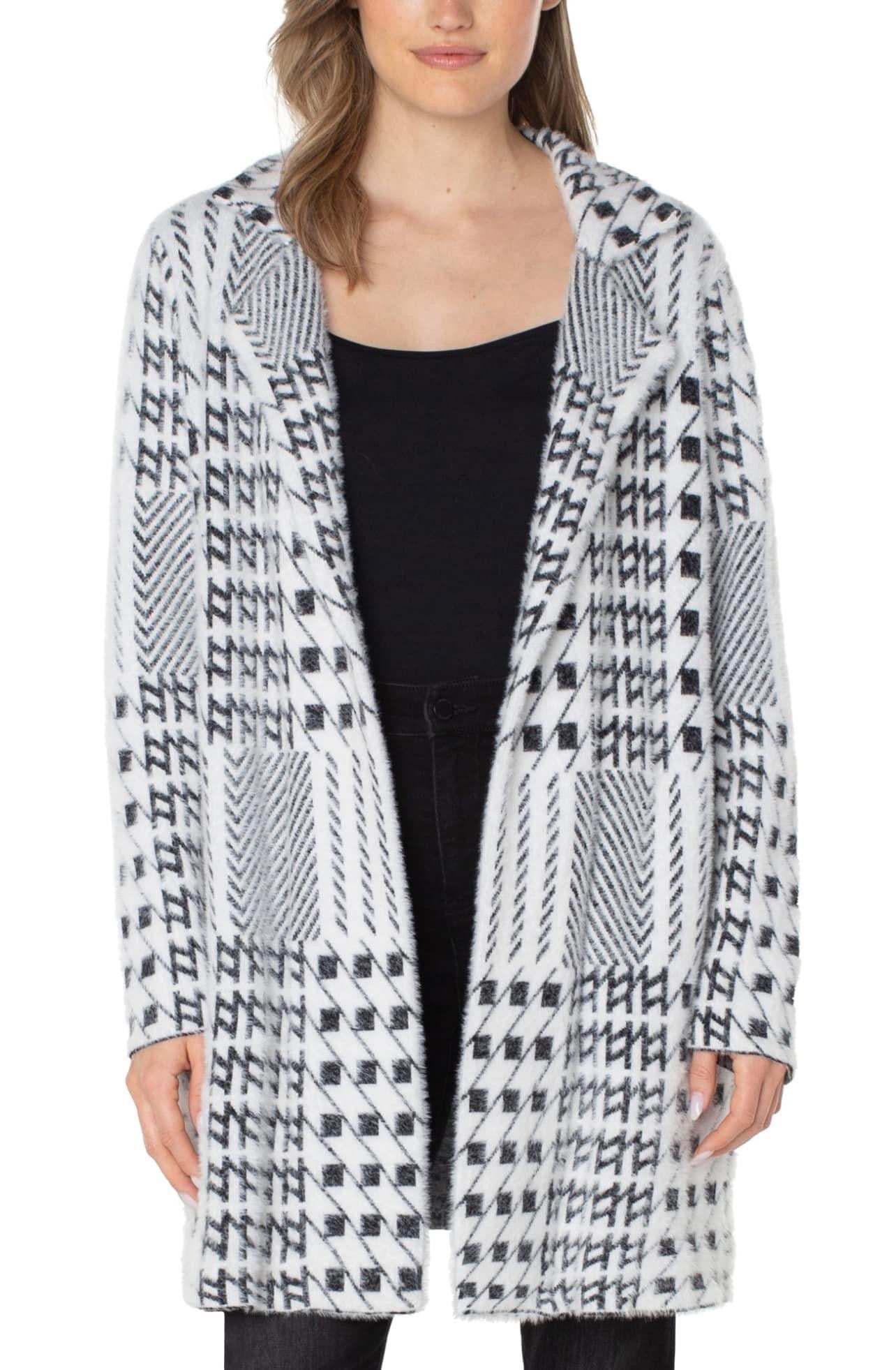 Open front sweater coat Liverpool black/white