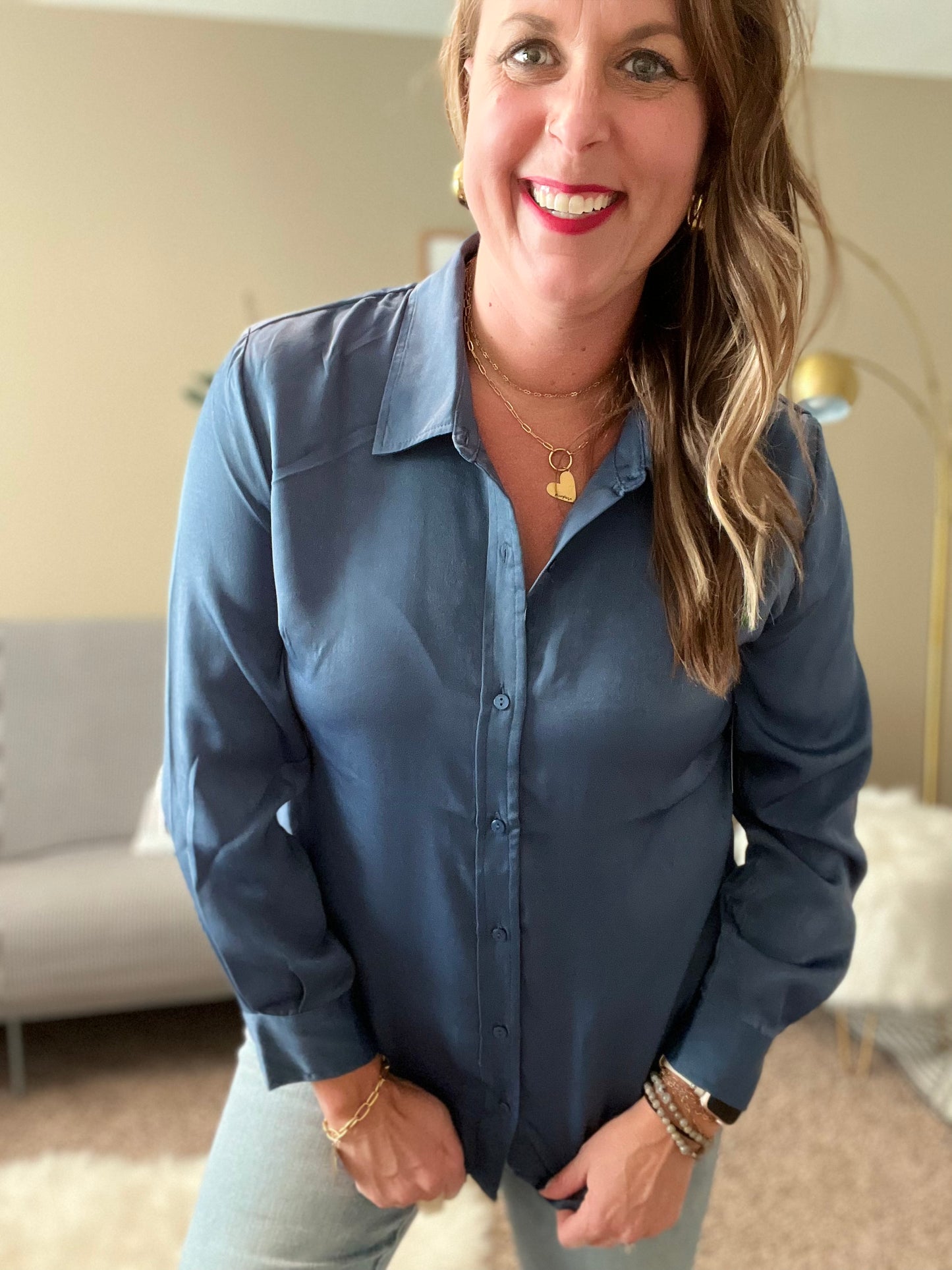 Button front woven blouse liverpool