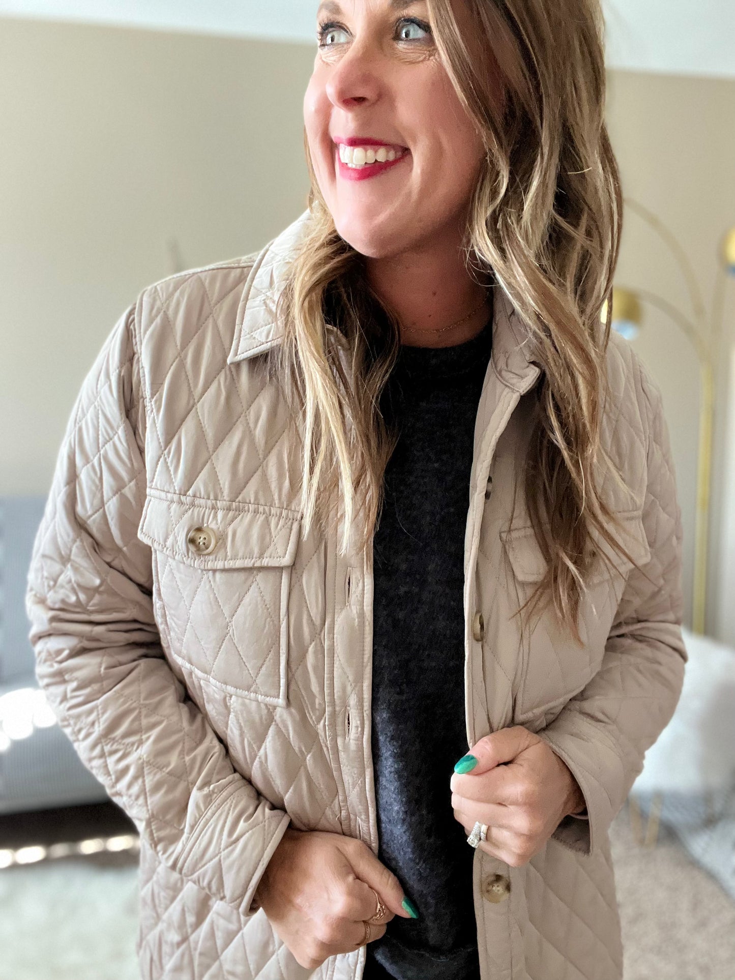 Quilted shirt jacket