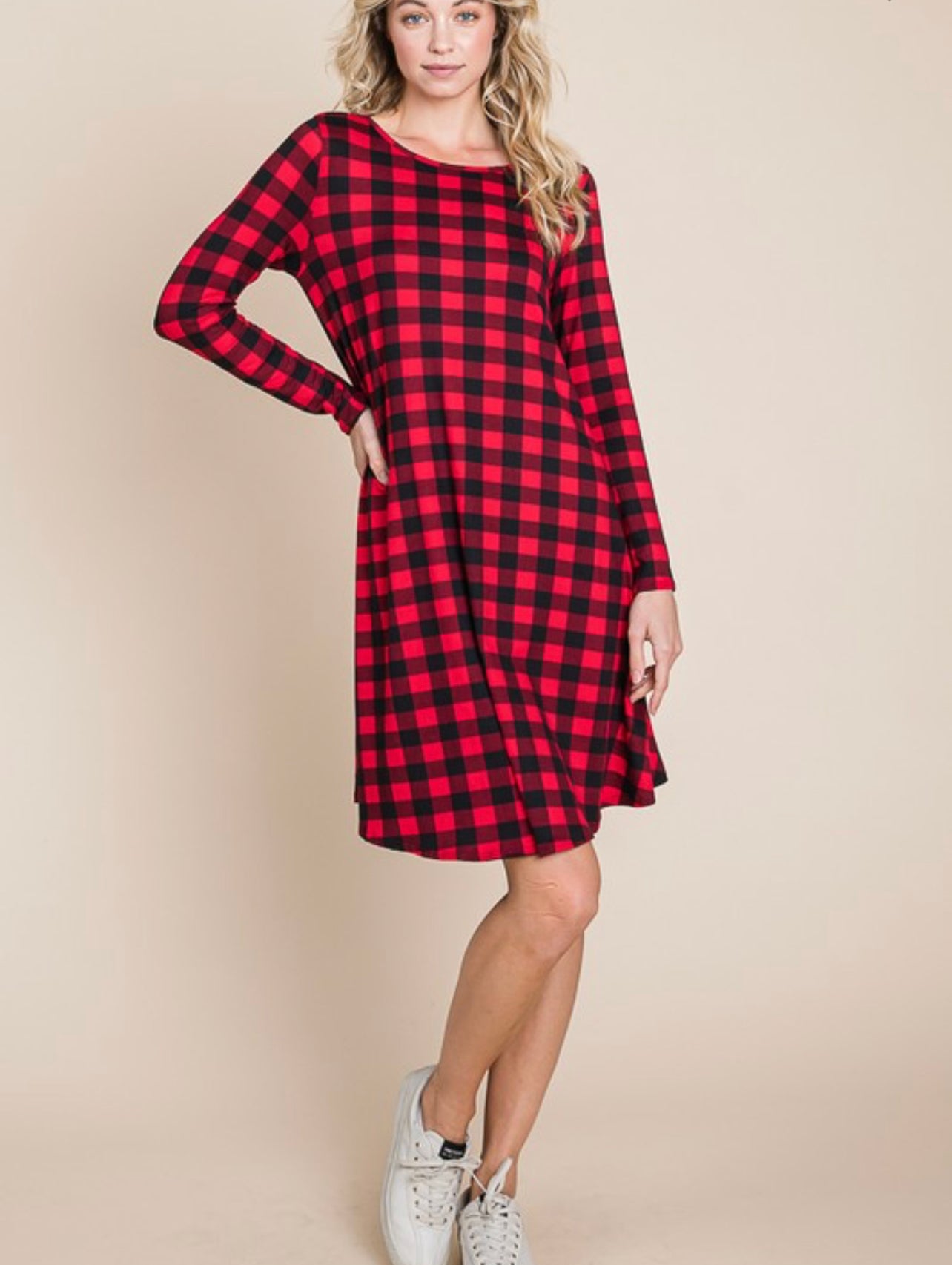 Casual plaid swing dress