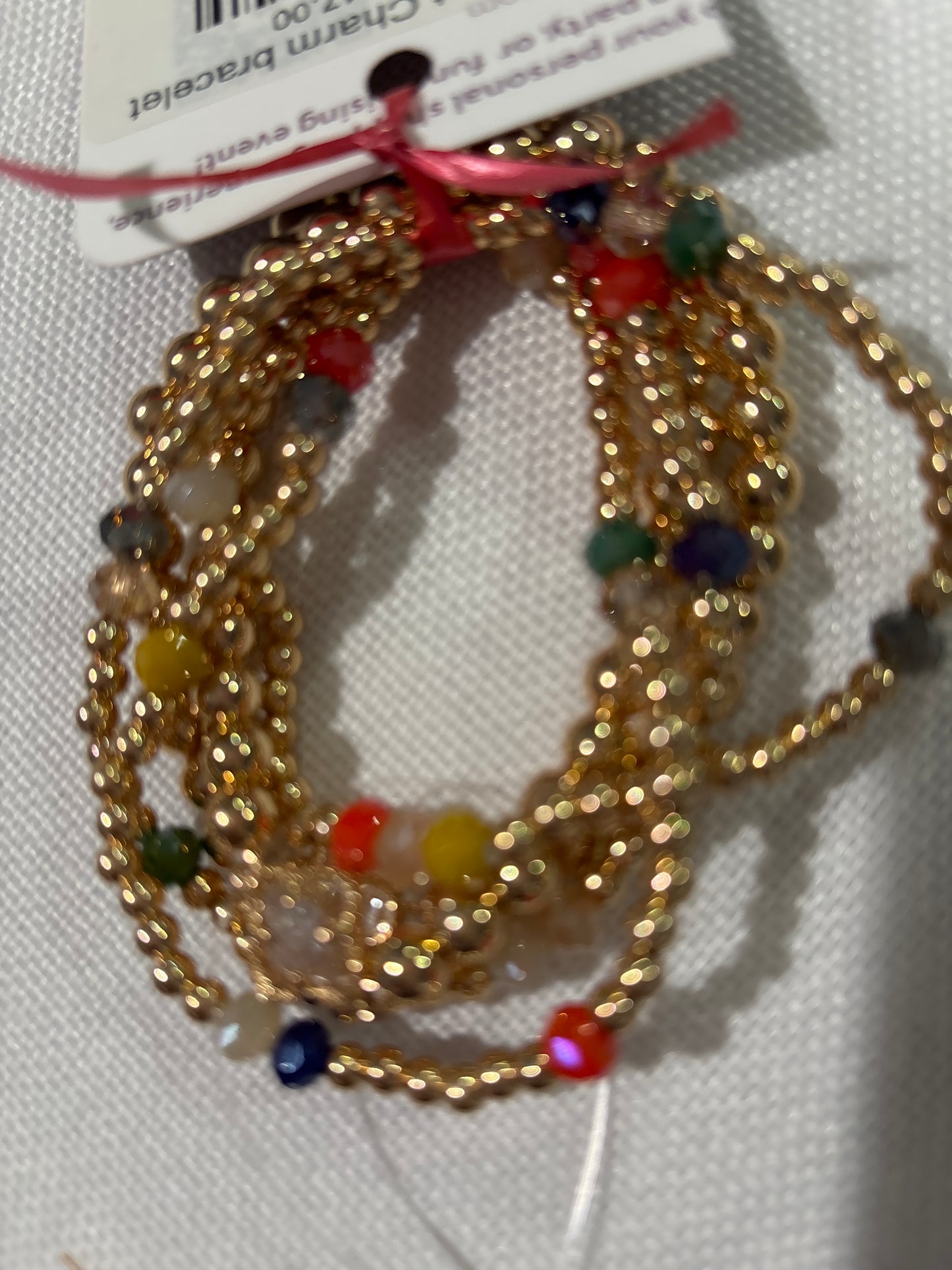 Five Row stretchy bracelet with glass clovers