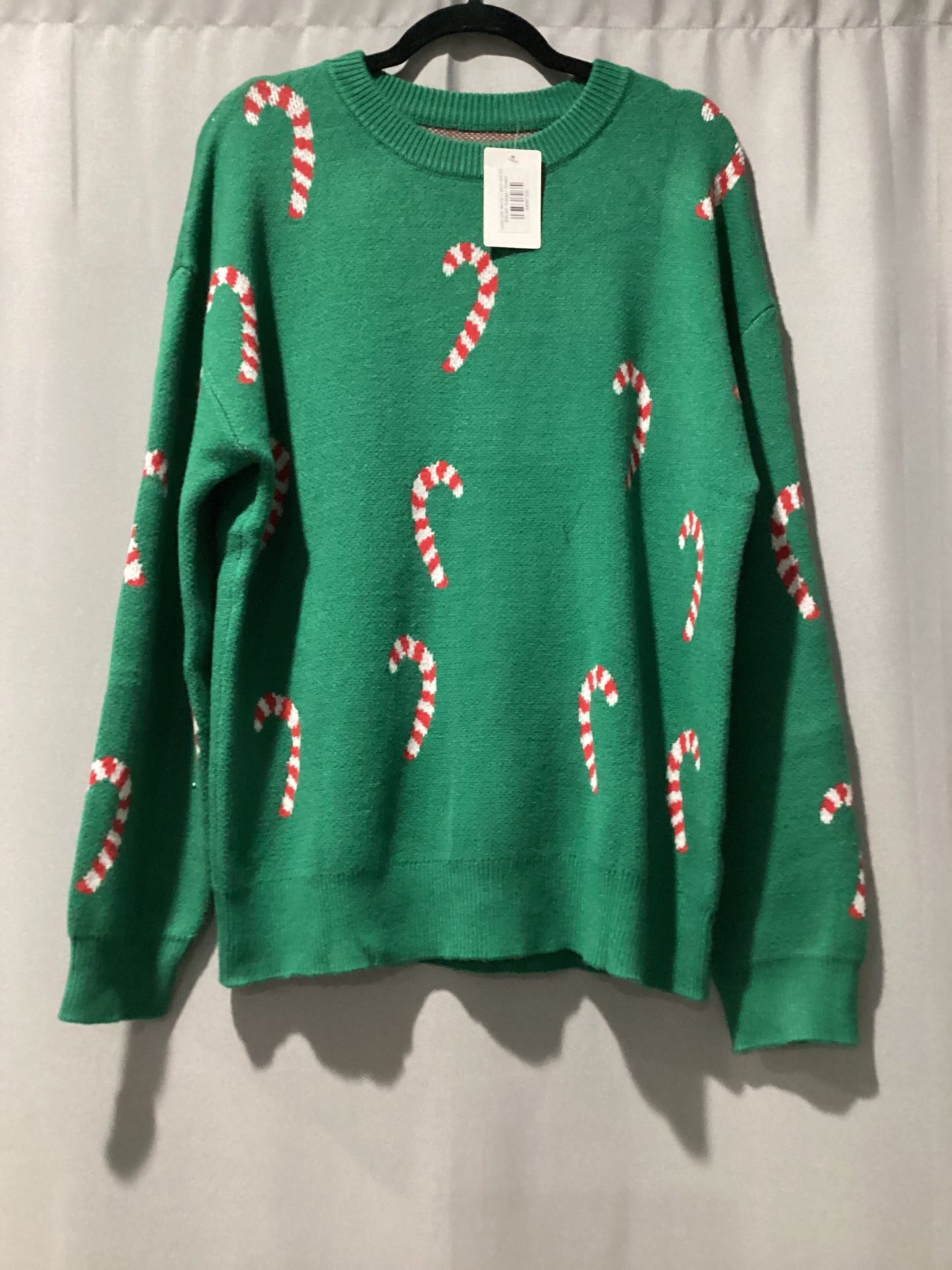 candy cane sweater in green and red