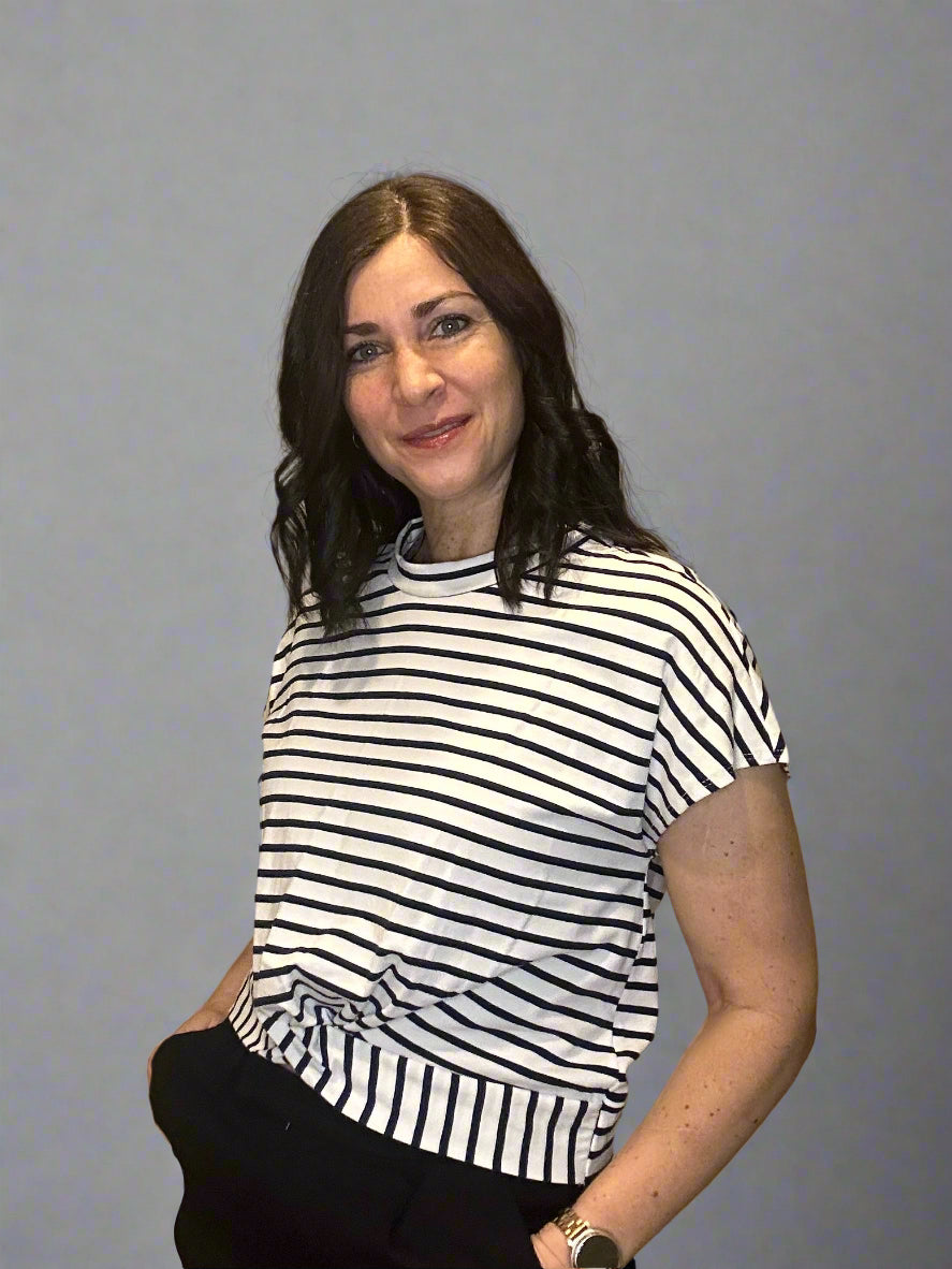 front wrapped striped tee