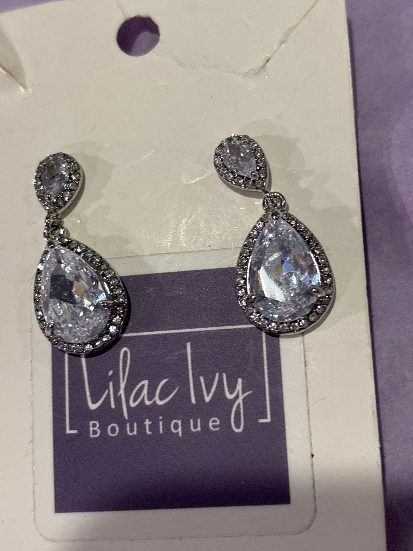 Large crystal drop earrings