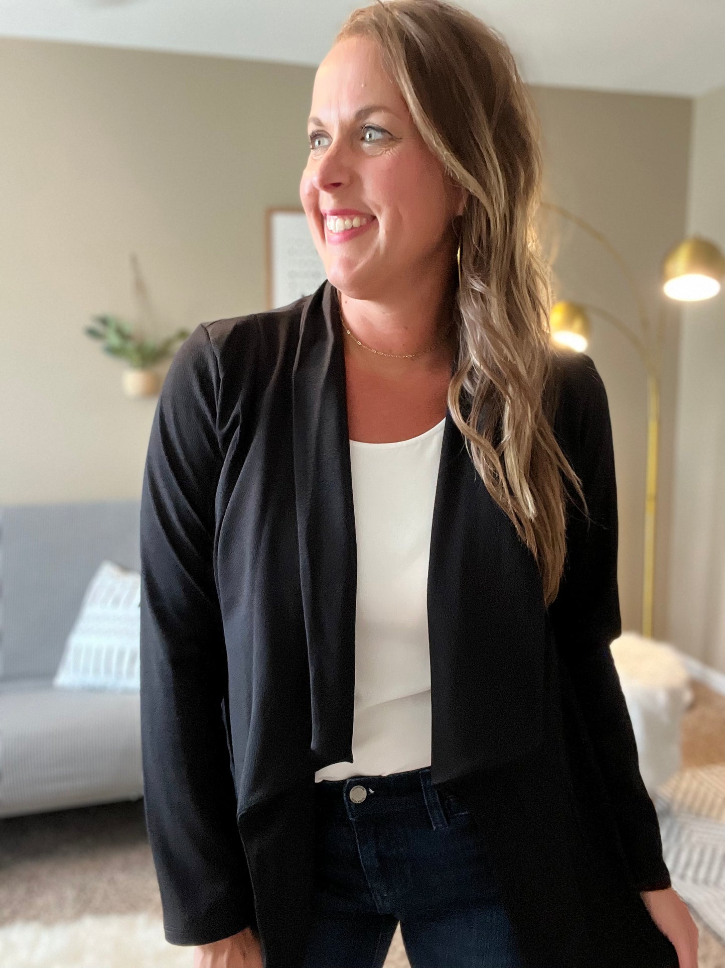 Waterfall solid open blazer