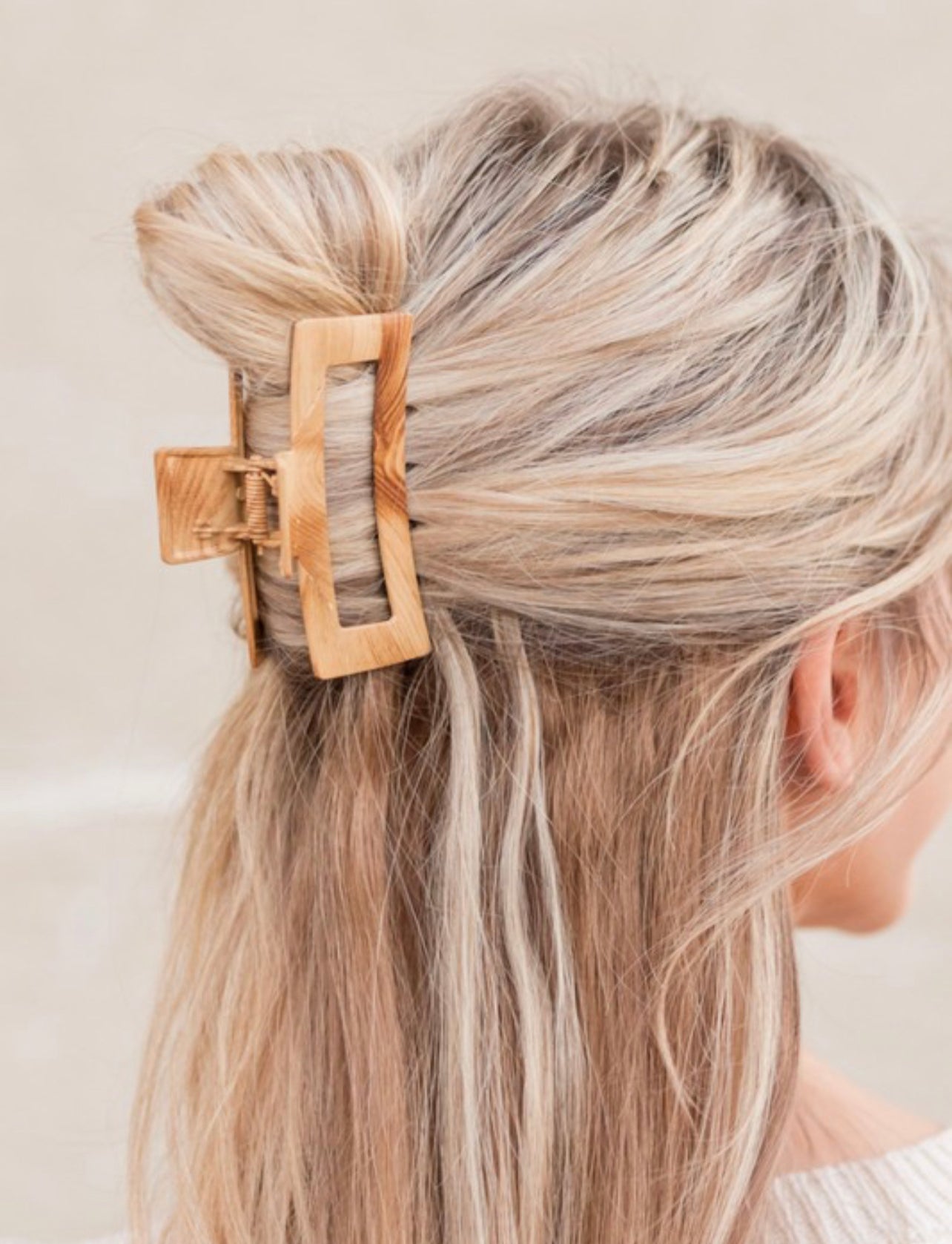 Metal wood grain hair claw clip