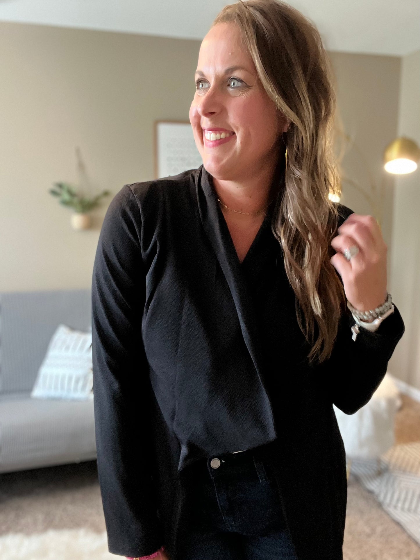 Waterfall solid open blazer