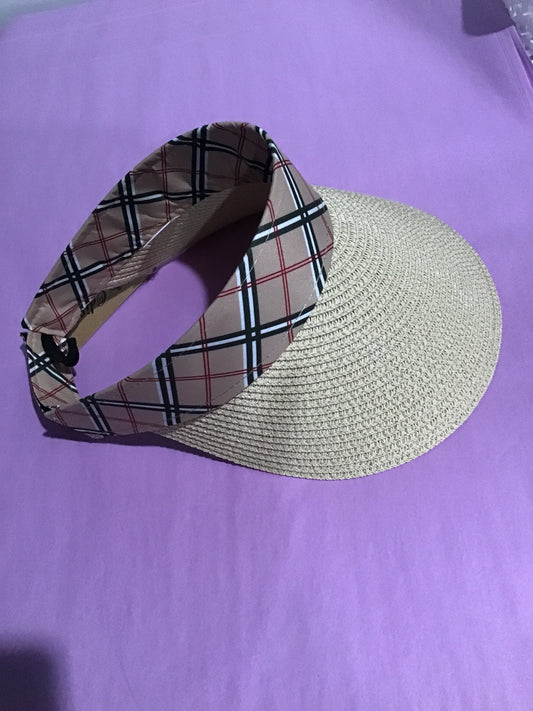 Burberry like straw visor, beige color