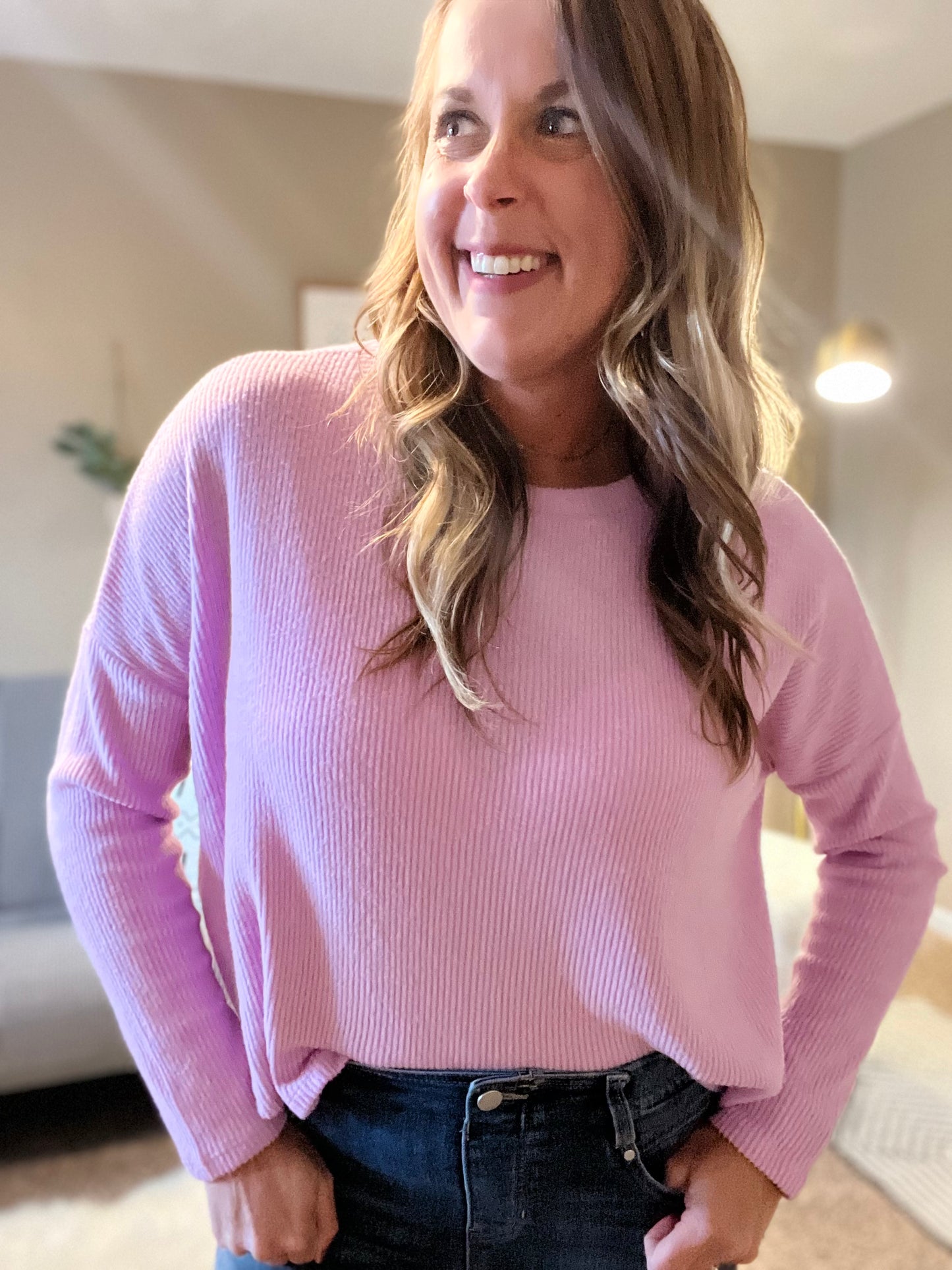 Ribbed dolman sleeve - lavender