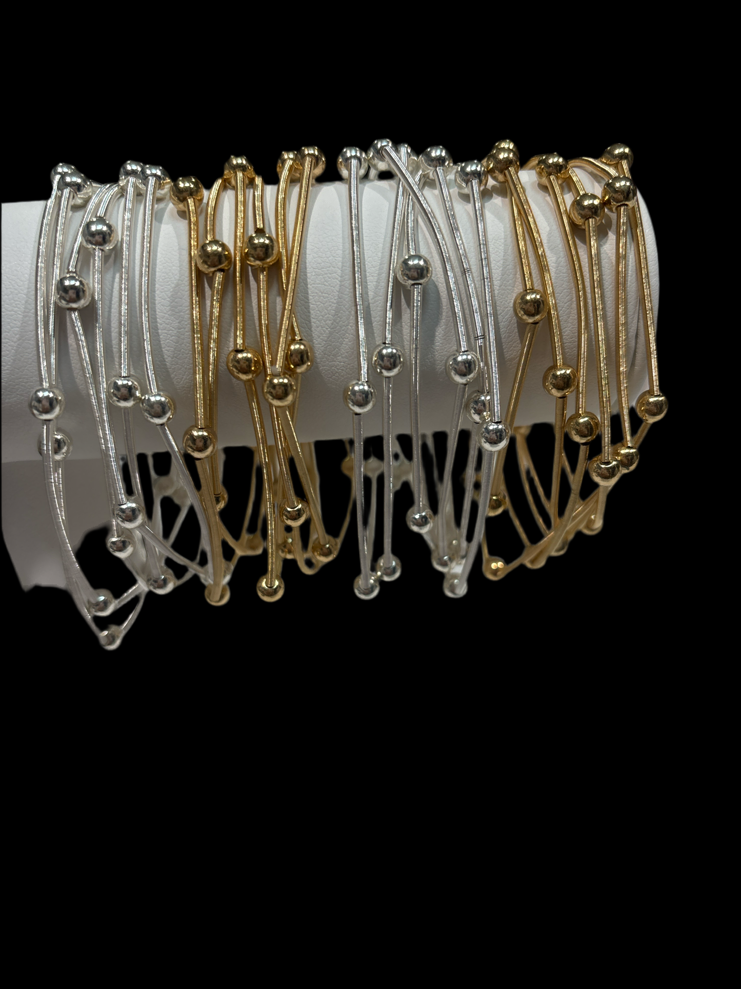 Metallic beads and coils bracelet set