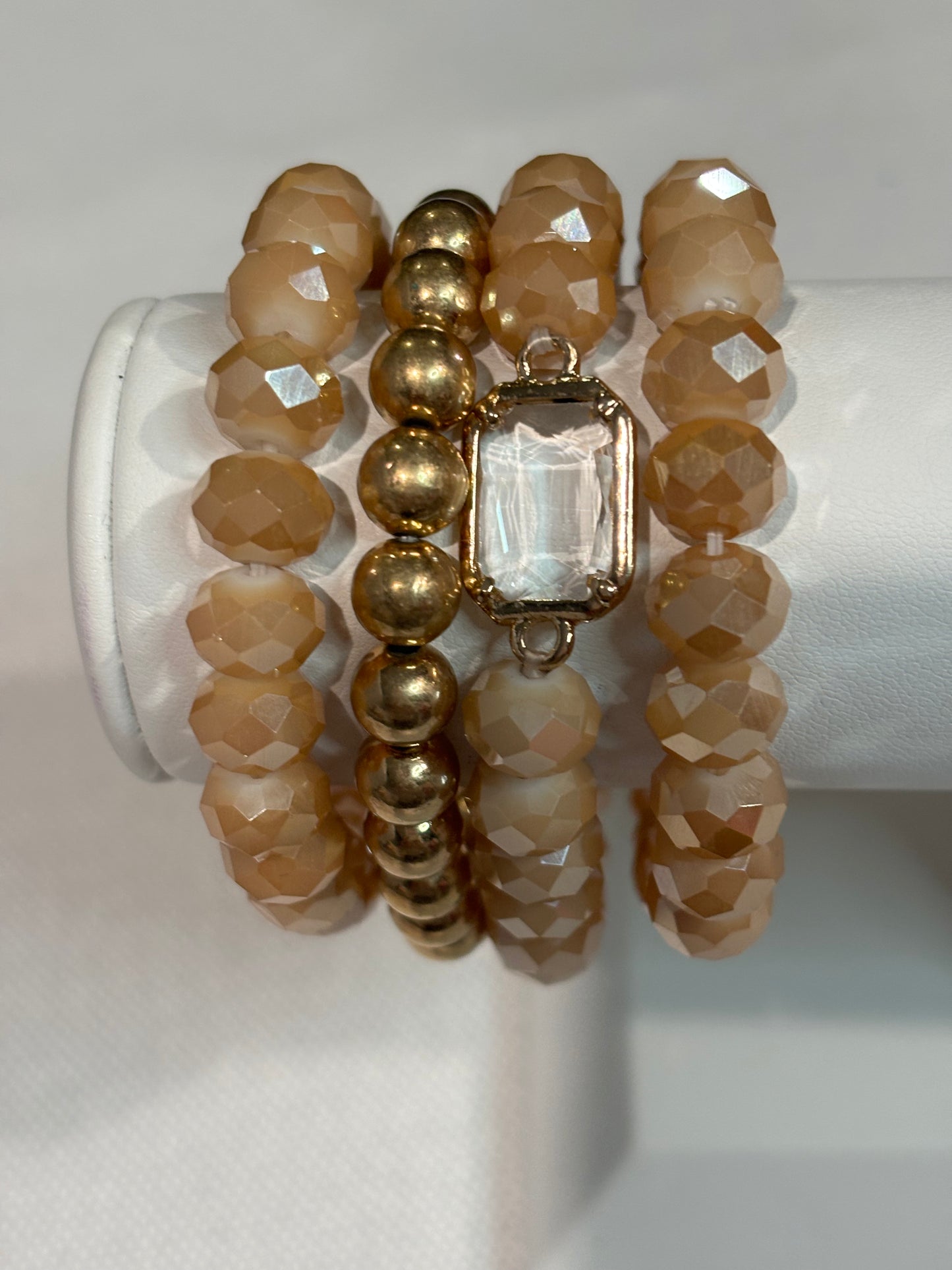 Four row mixed bead stretched bracelet