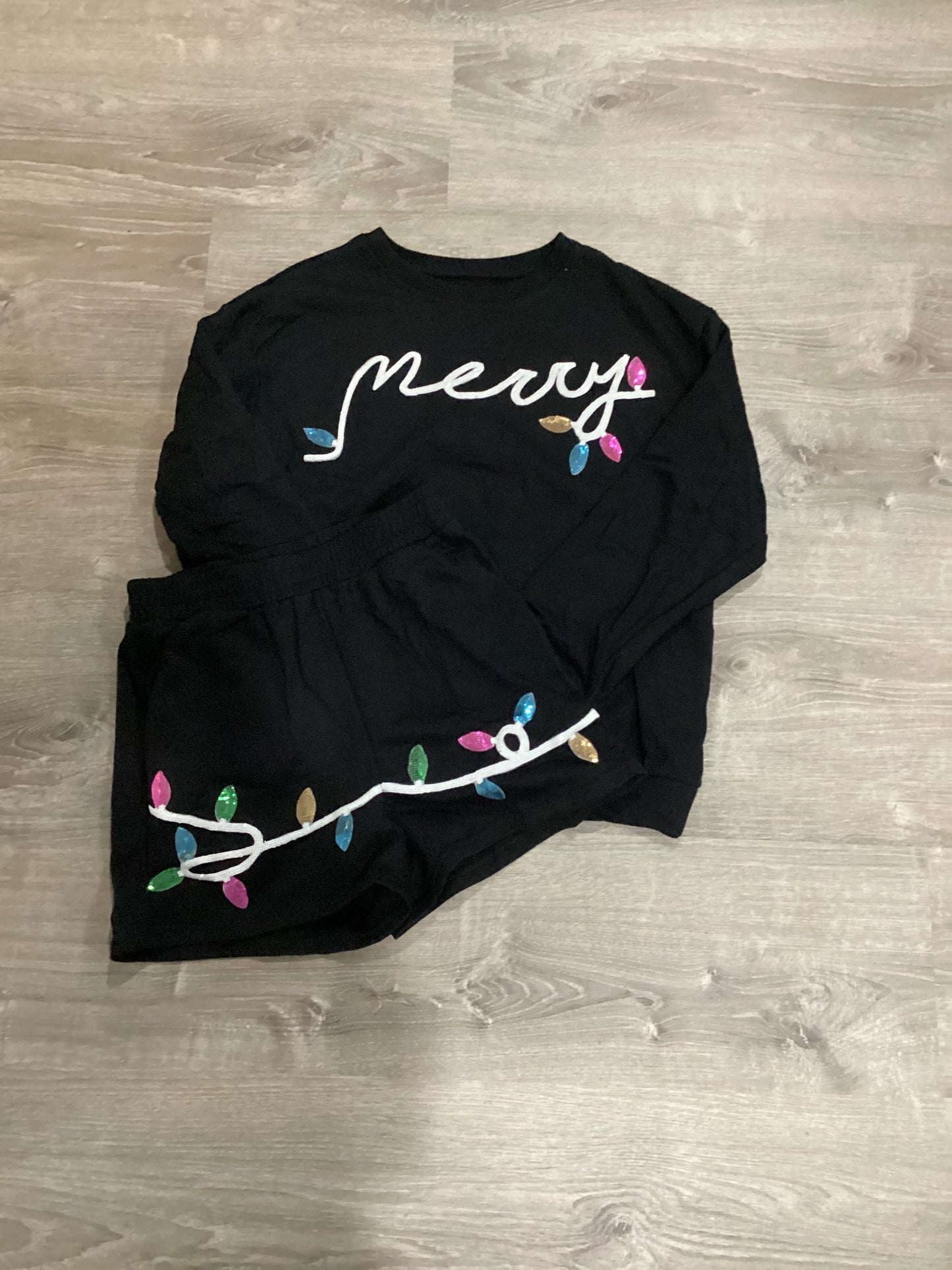 Two piece Merry with Christmas Lights