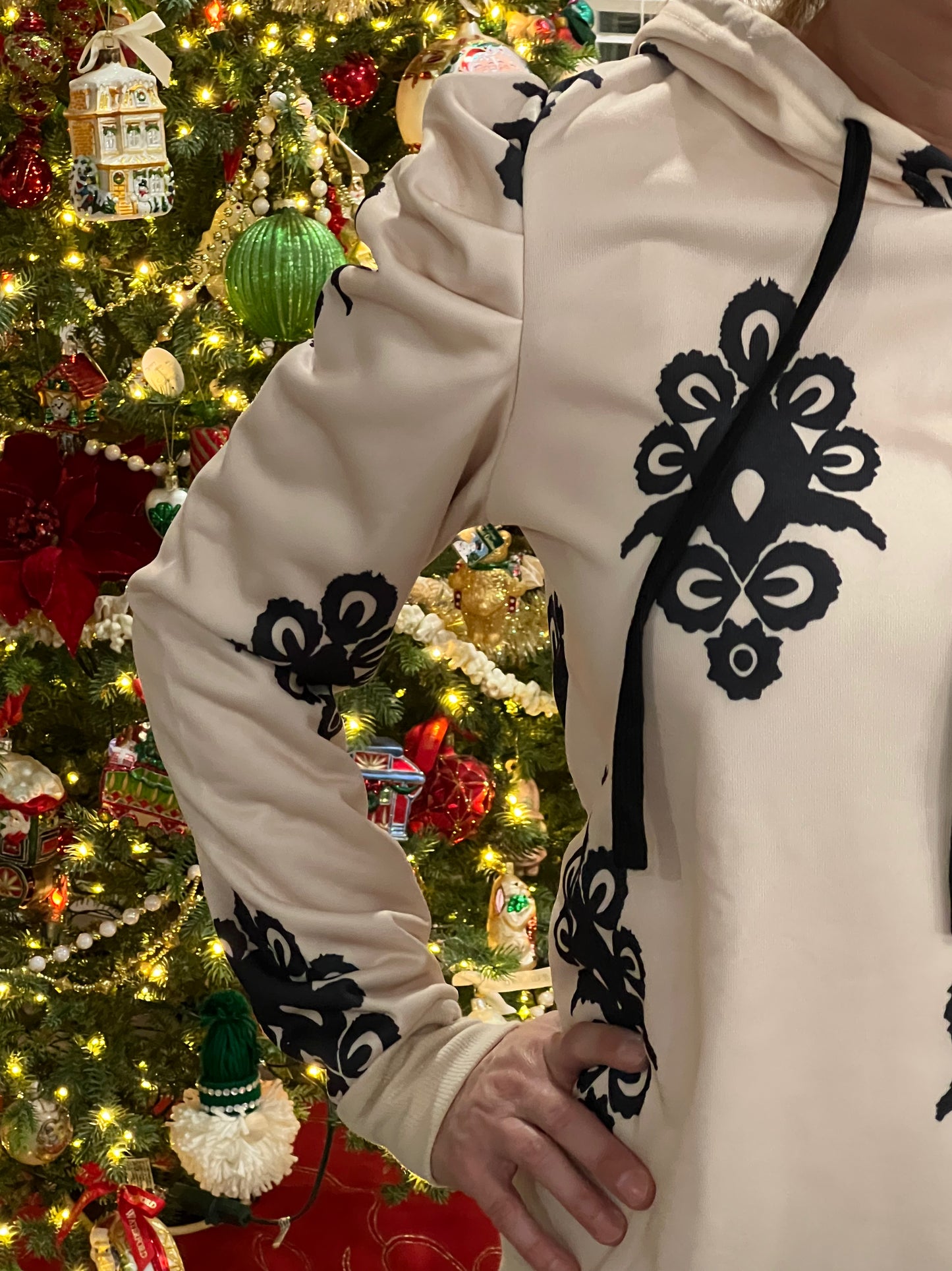 Drawstring, hooded sweatshirt