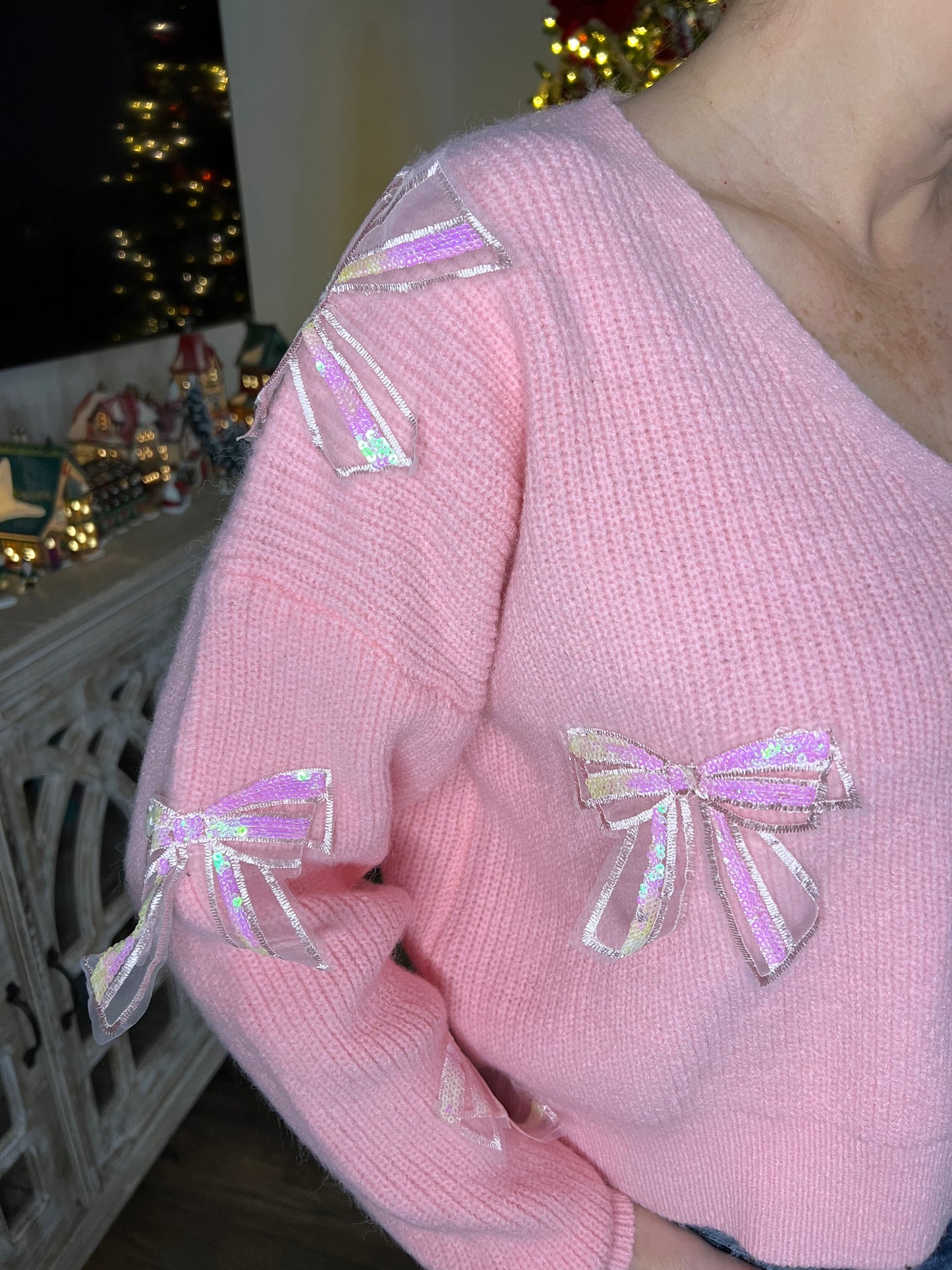 Bow detailed cardigan sweater