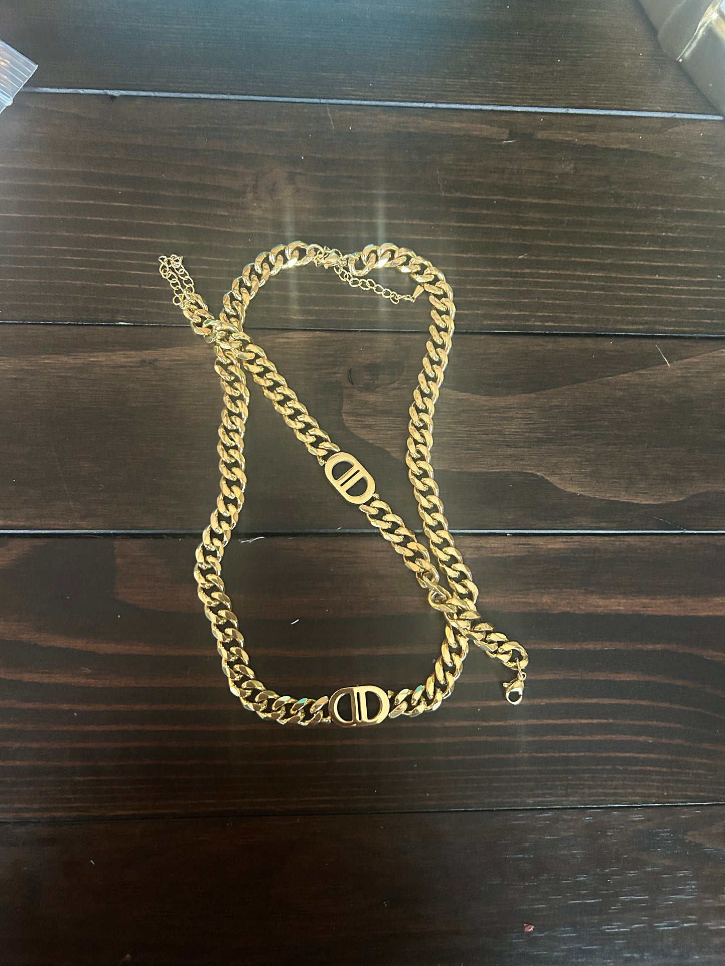 Gold Chain Link Necklace + Bracelet Set