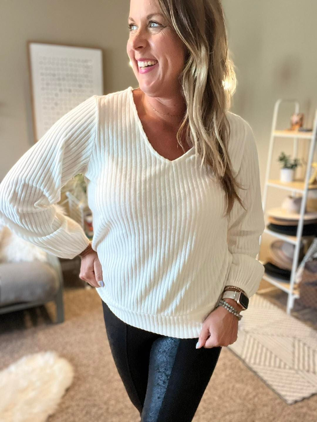 Twist back knit top Liverpool cream
