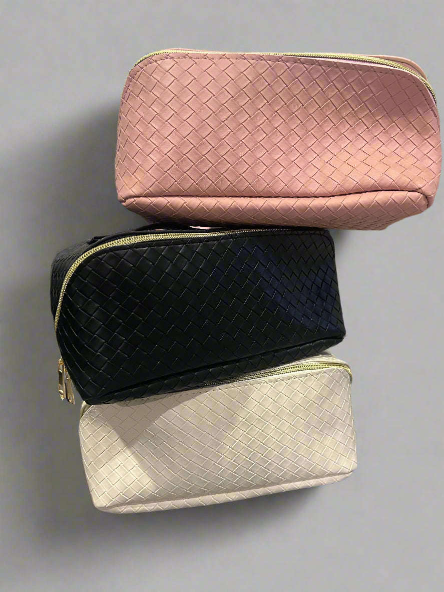 vegan leather, cosmetic makeup travel bag
