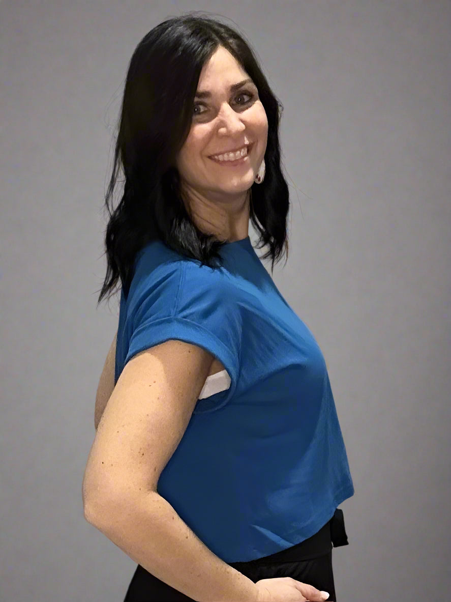 Folded sleeve top,cropped