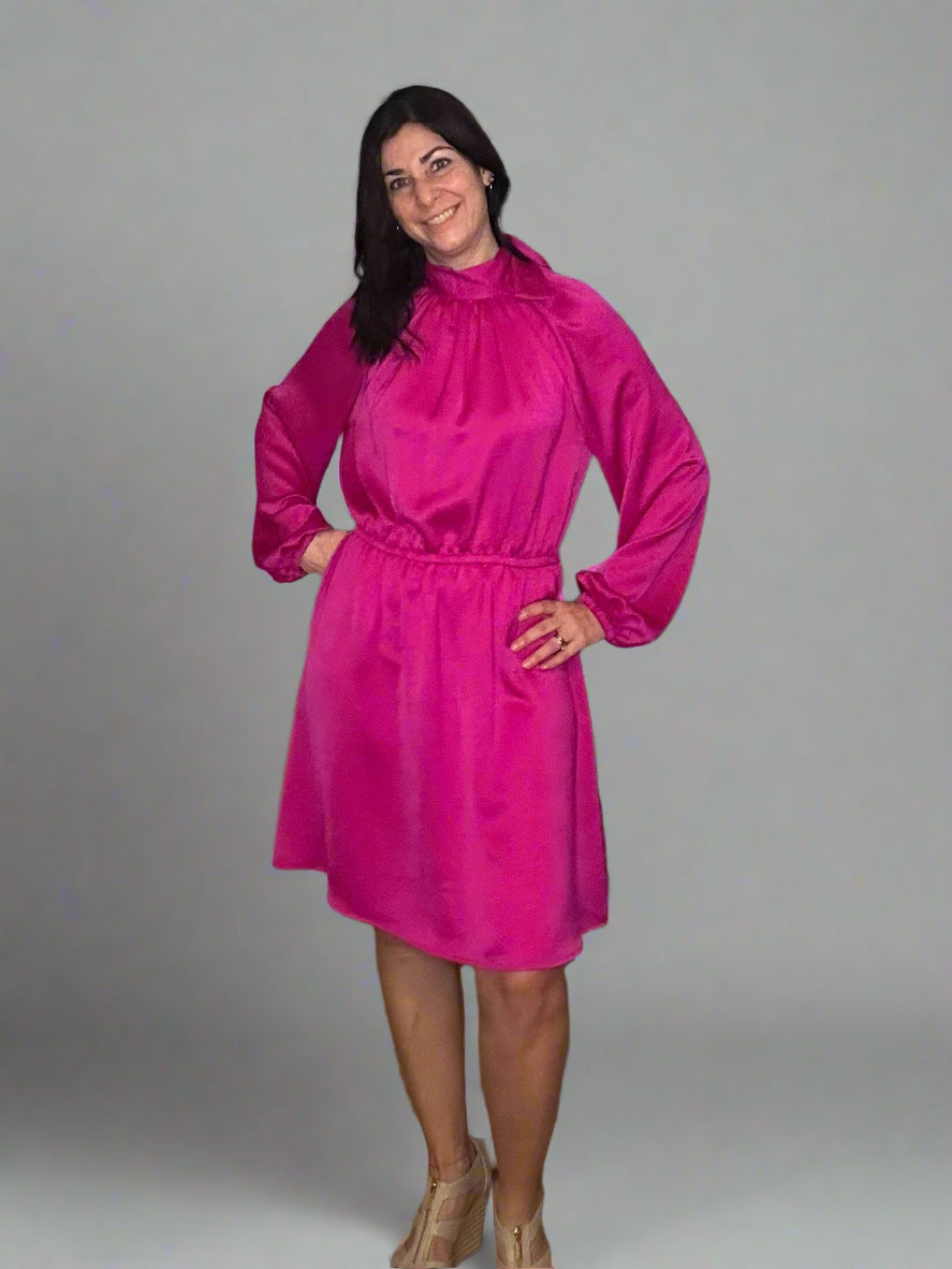 New satin high neck dress
